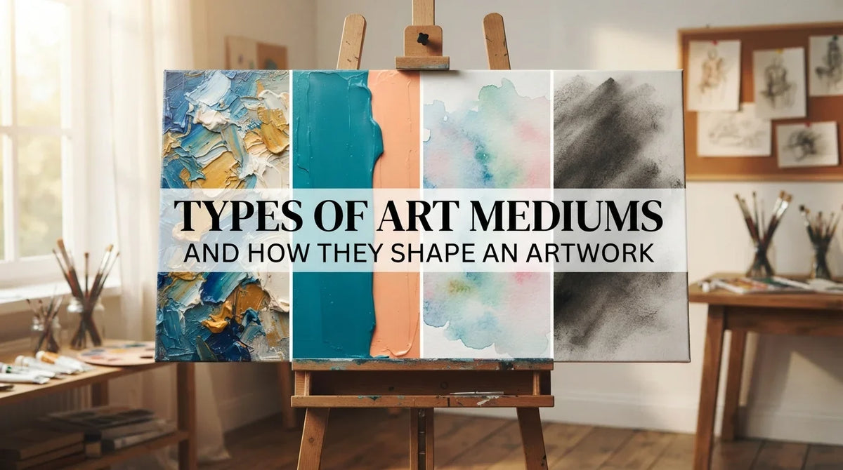 Various types of art mediums like paint, clay, and digital tools shape distinct, unique artwork.