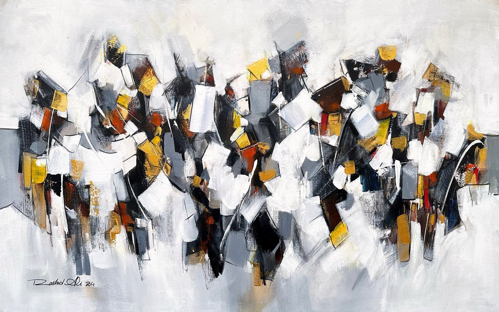 Rashid Ali | Title: Abstract | Medium: Oil On Canvas | Size: 30x48 inches