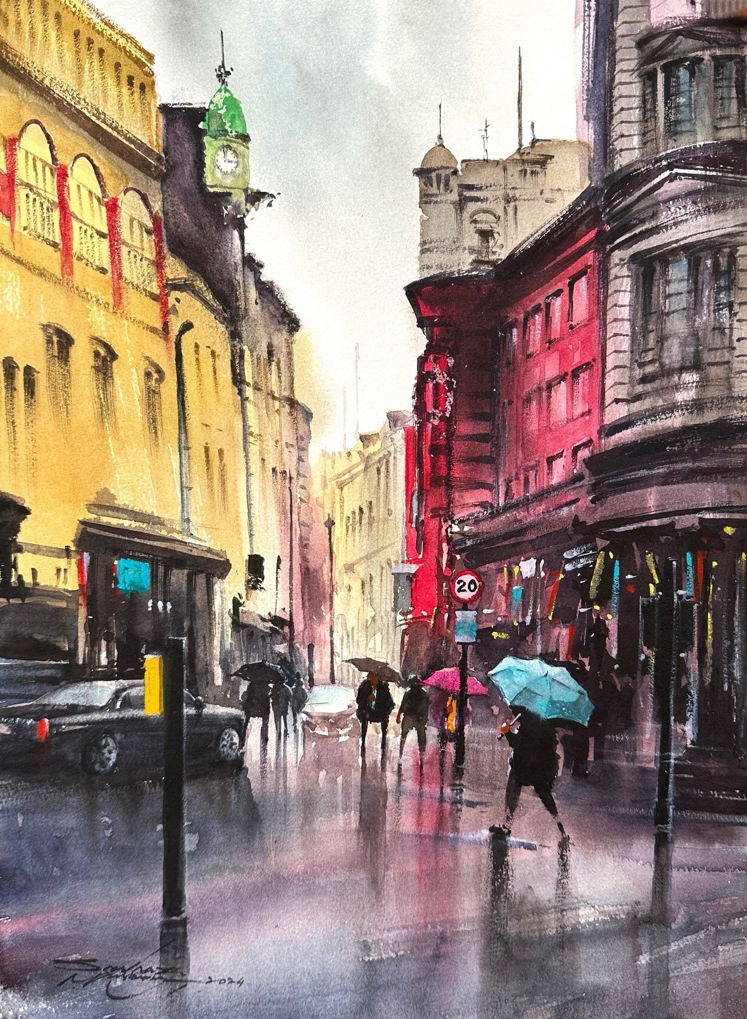 Sarfaraz Mussawir | Title: Cityscape | Medium: Watercolor On Paper | Size: 11x15 inches
