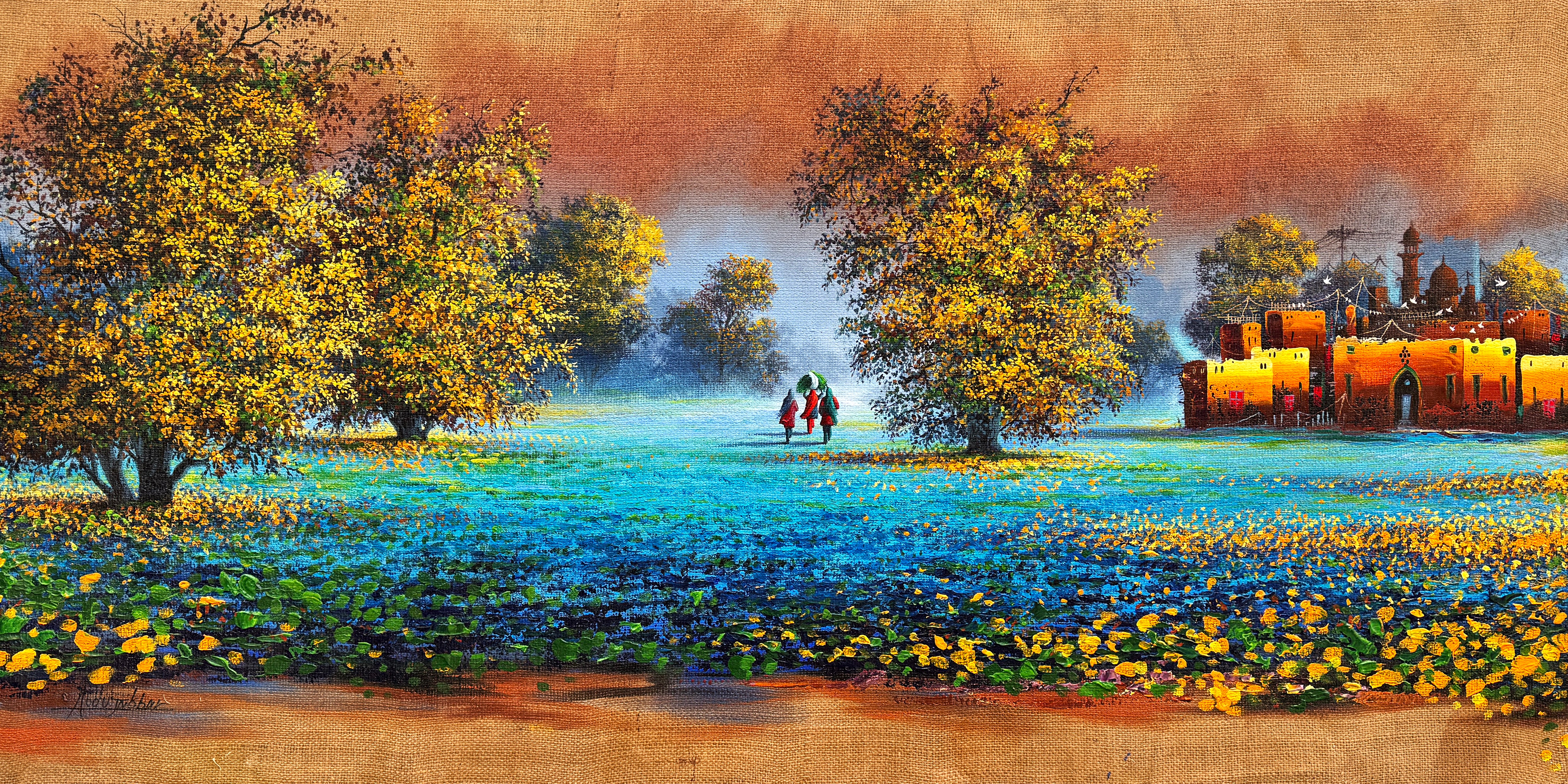 Abdul Jabbar | Oil On Jute | Size: 30x60 inch