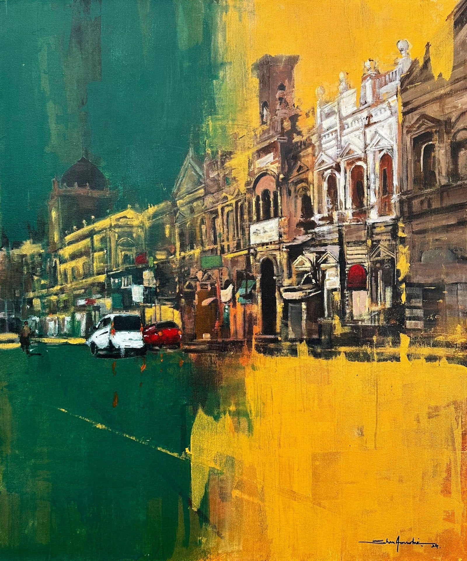 Shan Amrohvi | Title: Echoes of Karachi | Medium: Acrylic On Canvas | Size: 30x36 inches