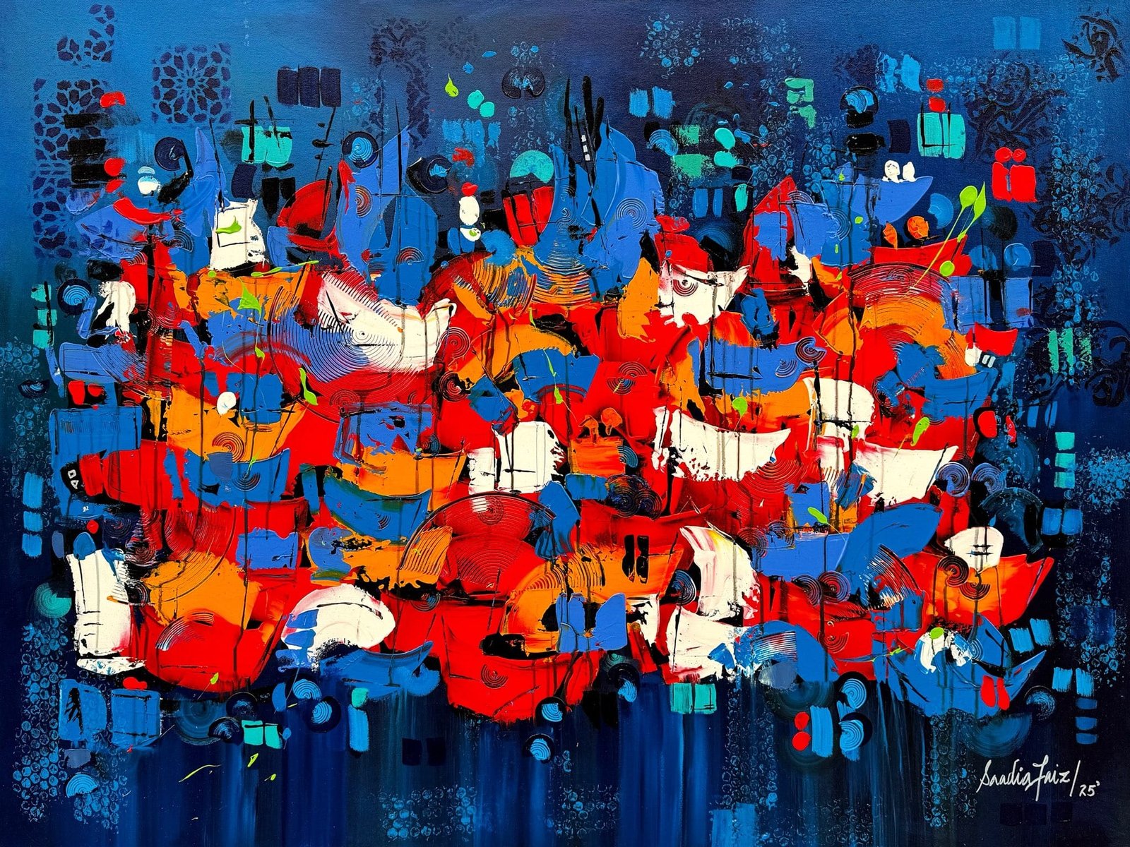 Sadia Faiz | Title: Flower Series | Medium: Oil on Canvas | Size: 36x48 inches