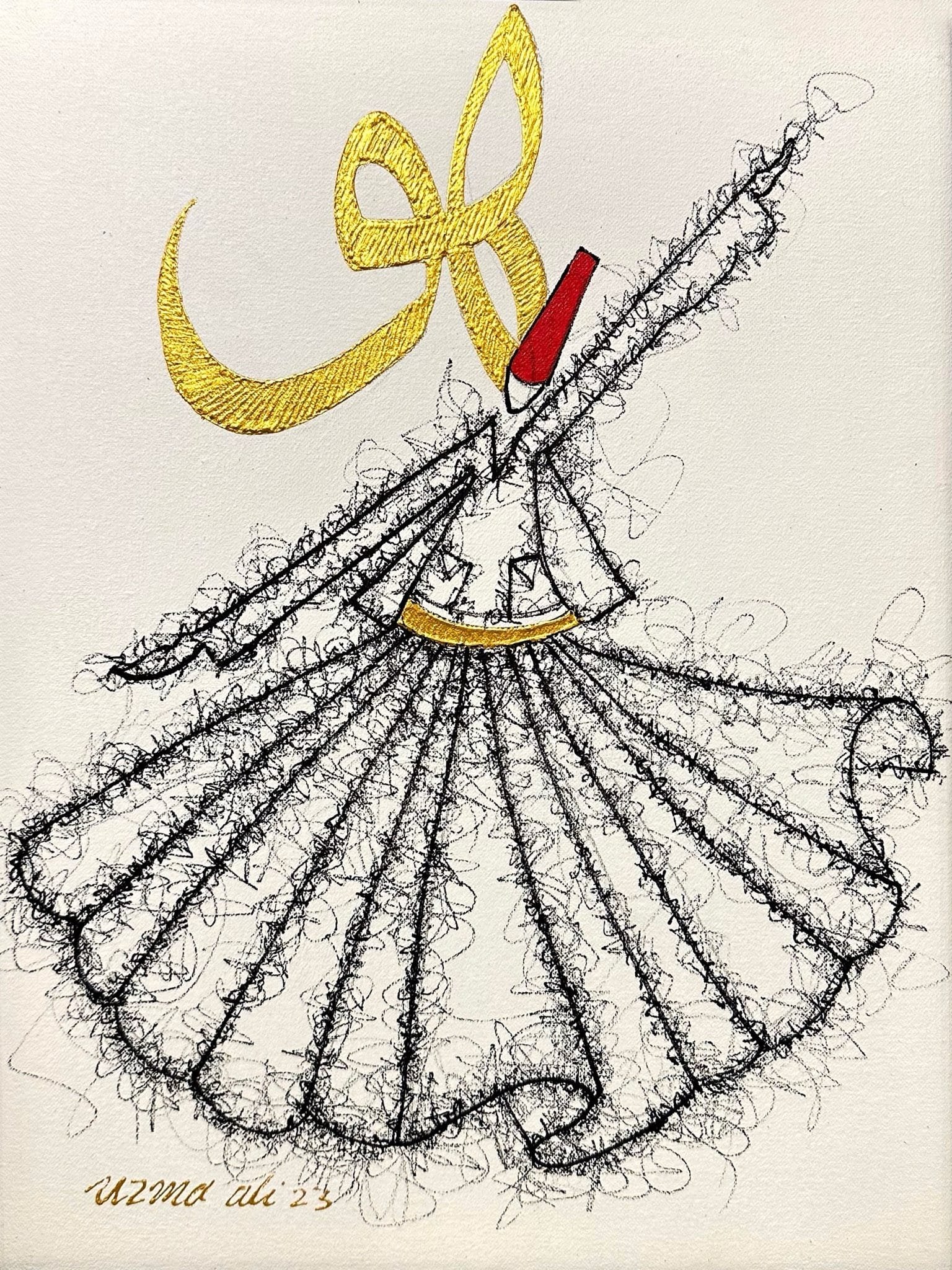 Uzma Rashid | Title: Whirling Devotion | Medium: Acrylic On Canvas | Size: 12x16 inches
