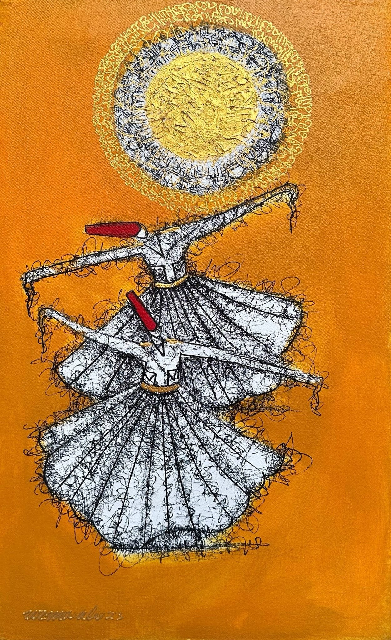 Uzma Rashid | Title: Sacred Rhythm | Medium: Acrylic On Canvas | Size: 12x24 inches