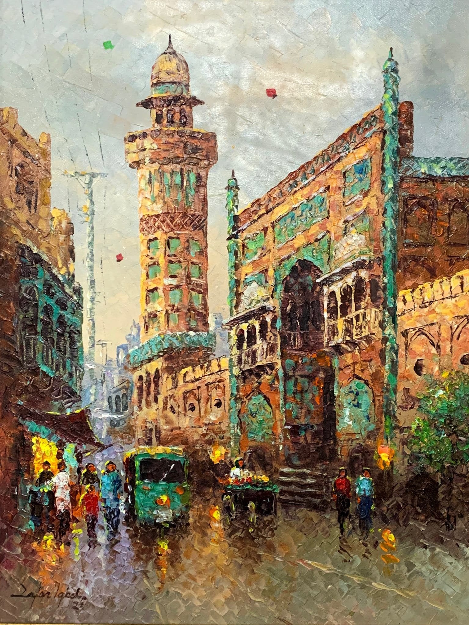 Zafar Iqbal Khan | Title: Lahore cityscape
| Medium: Oil On Canvas | Size: 18x24 inches