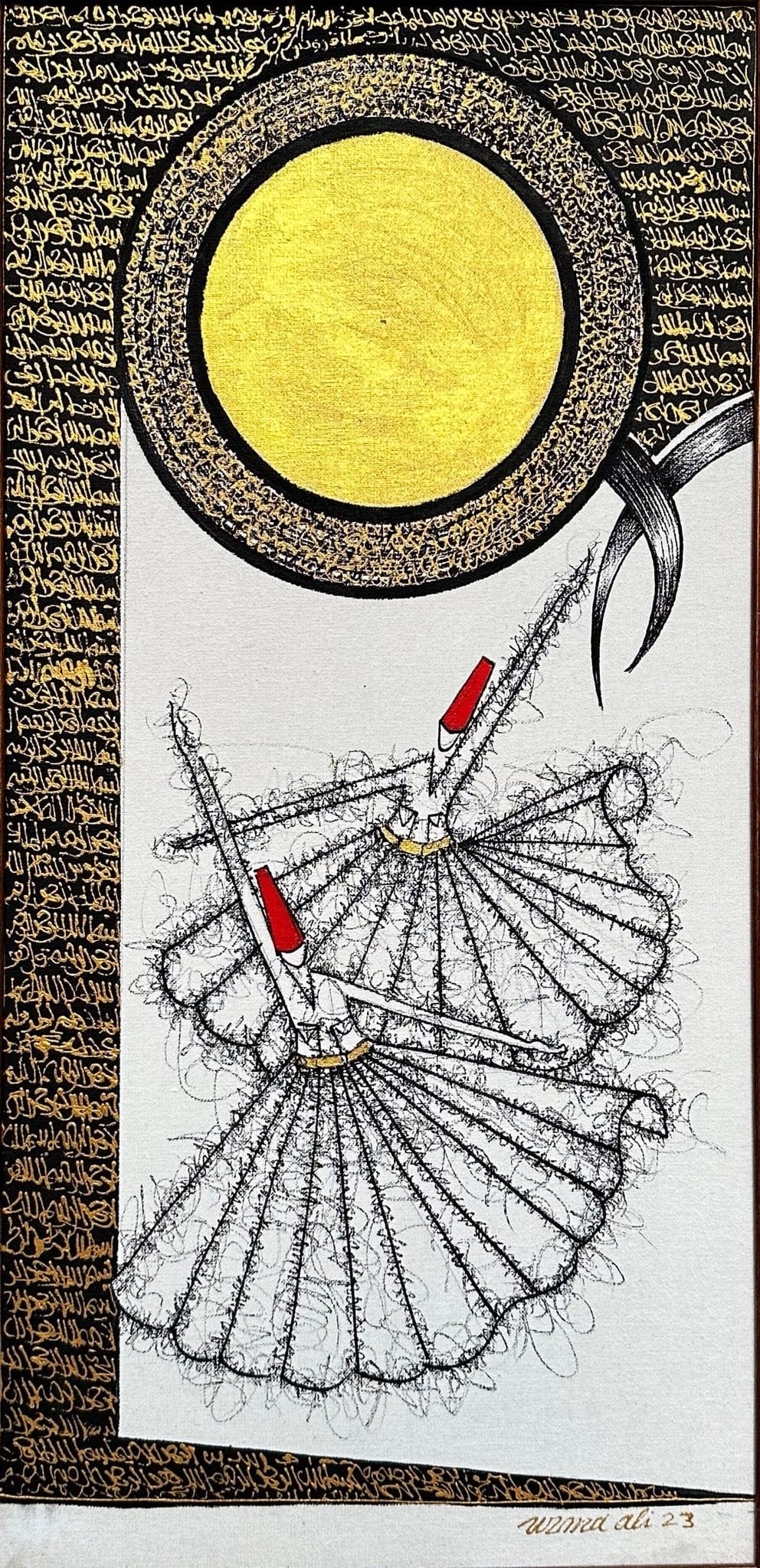 Uzma Rashid | Title: Circle of Devotion | Medium: Acrylic On Canvas | Size: 12x24 inches