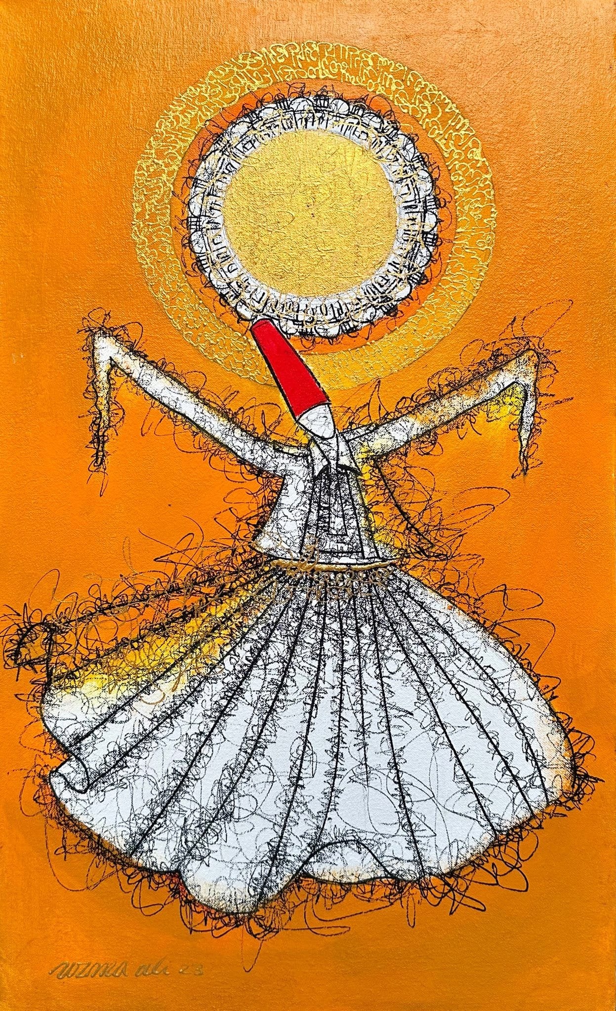 Uzma Rashid | Title: Sacred Rhythm | Medium: Acrylic On Canvas | Size: 12x24 inches