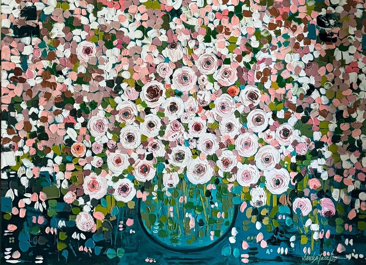 Sadia Faiz | Title: Flower Series | Medium: Oil on Canvas | Size: 36x48 inches