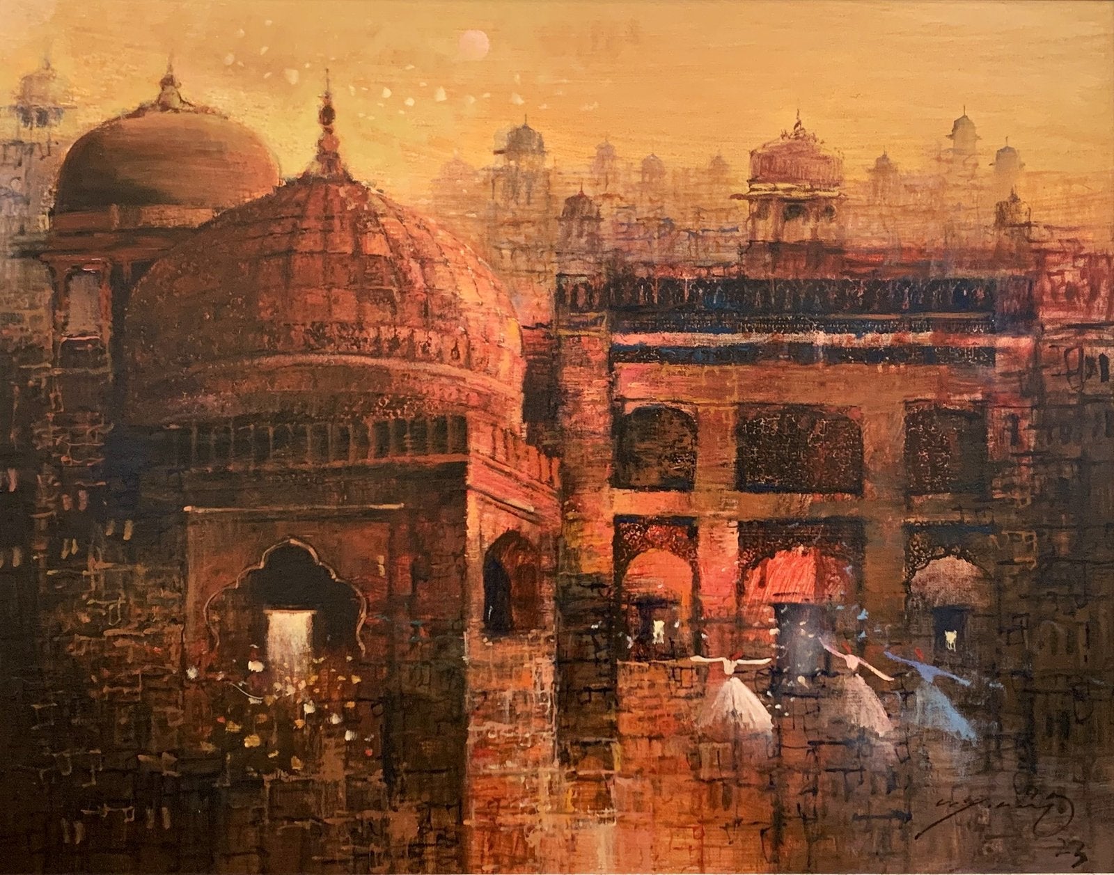 A.Q. Arif Sufi Whispers Acrylic on Canvas 22x28 inches