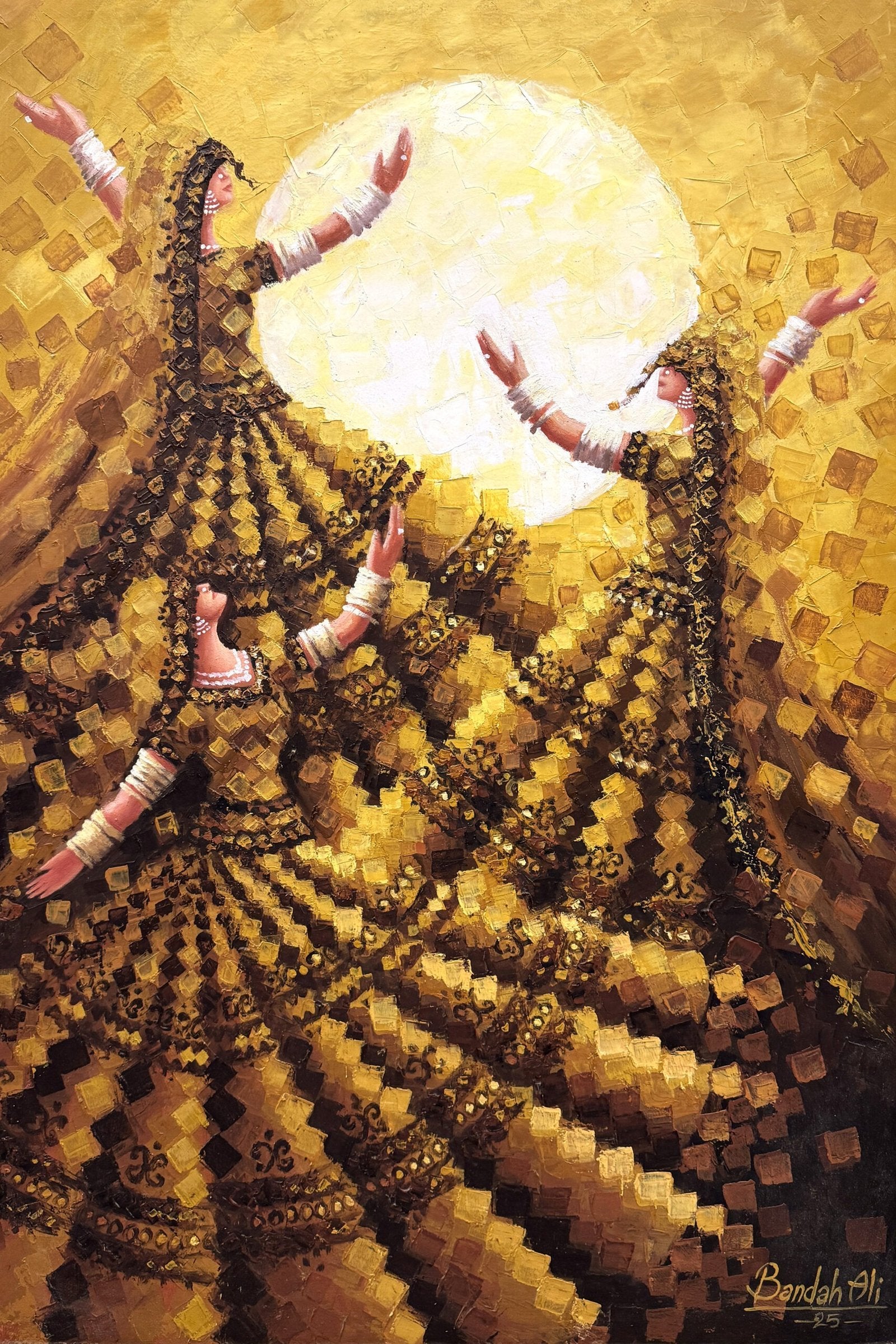Bandah Ali Rhythm of Devotion Women Dance Oil Canvas 24x36 inches