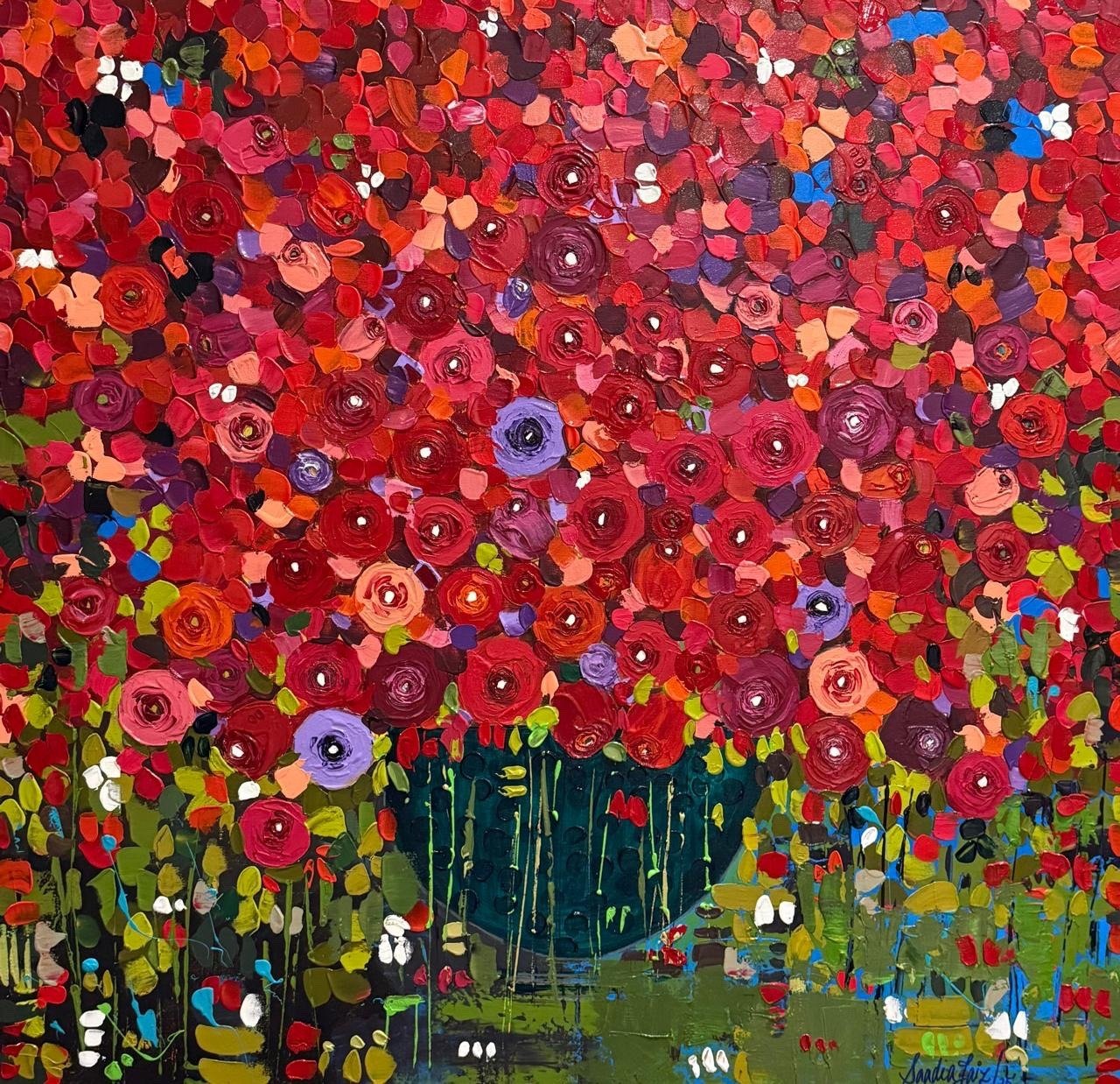 Sadia Faiz | Title: Flower Series | Medium: Oil on Canvas | Size: 36x36 inches