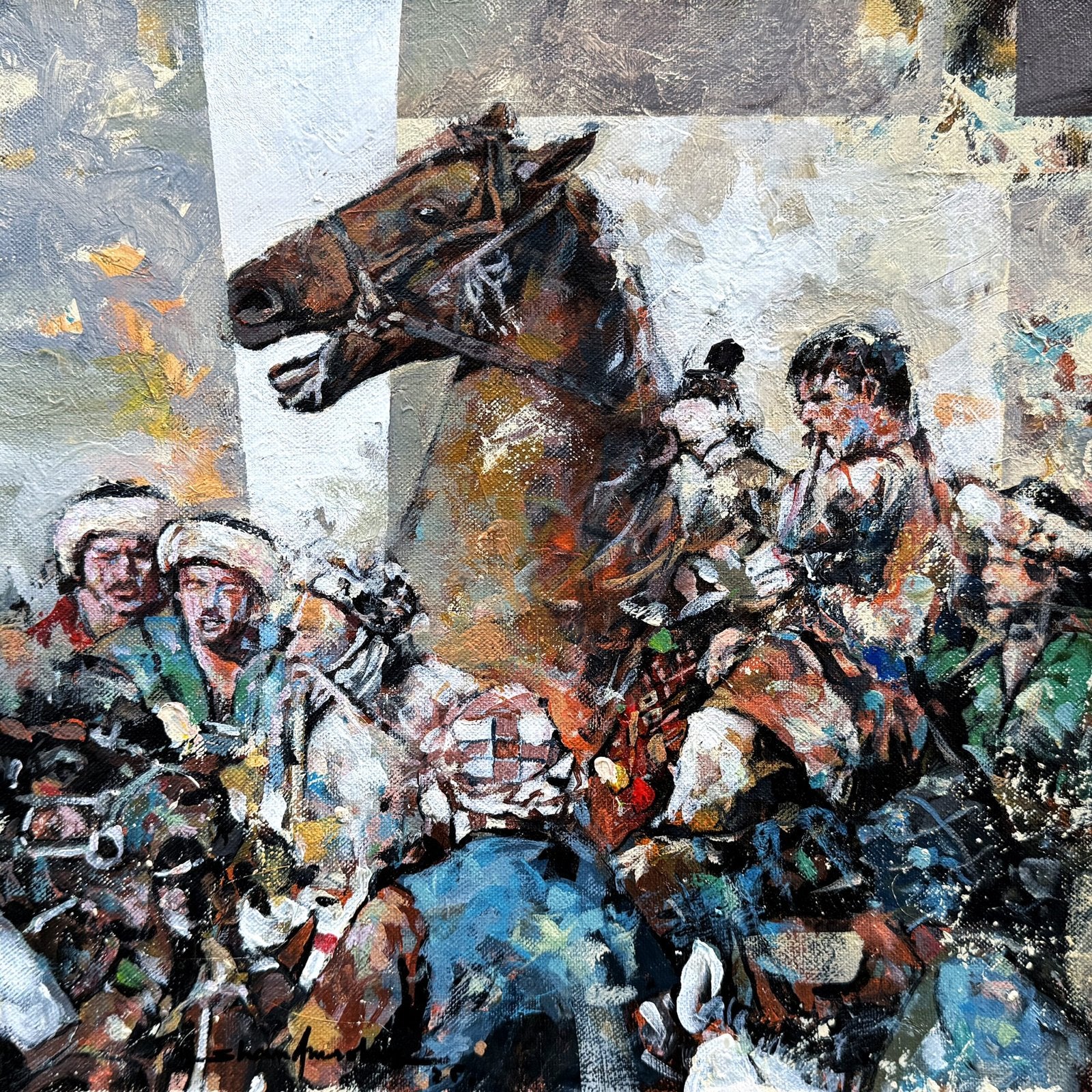 Shan Amrohvi | Title: Bazar Life | Medium: Acrylic On Canvas | Size: 12x12 inches