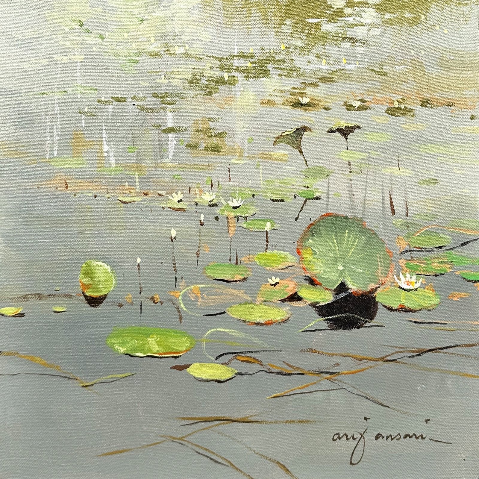 Arif Ansari | Title: Echoes of the North | Medium: Acrylic on Canvas | Size: 12 x 12 inches