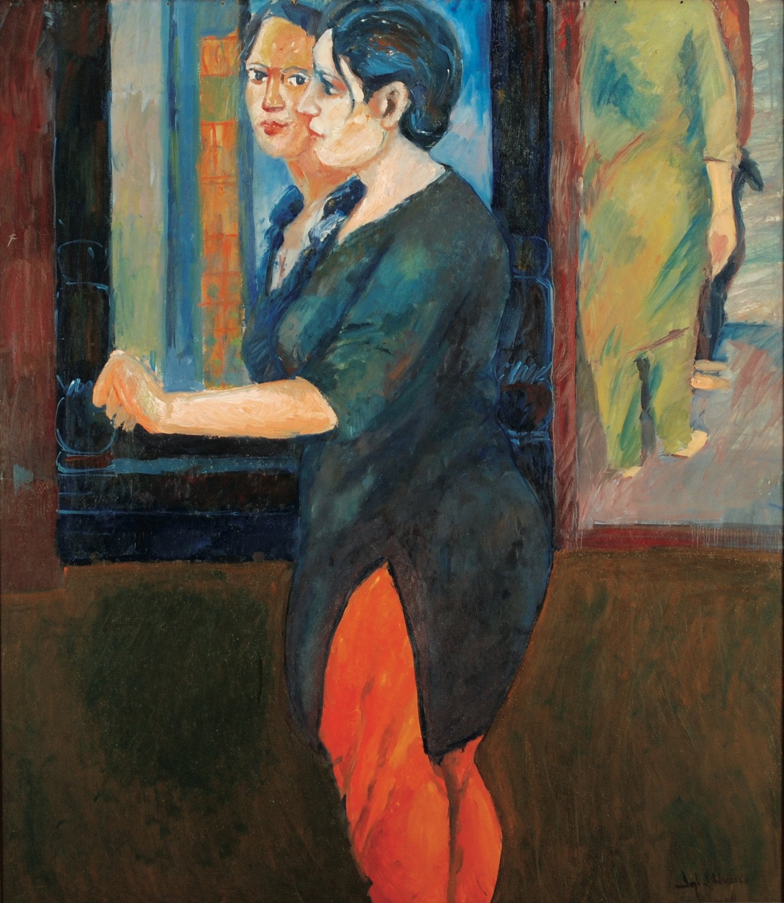 Iqbal Hussain Women Mirror Reflection Oil 60x66 in
