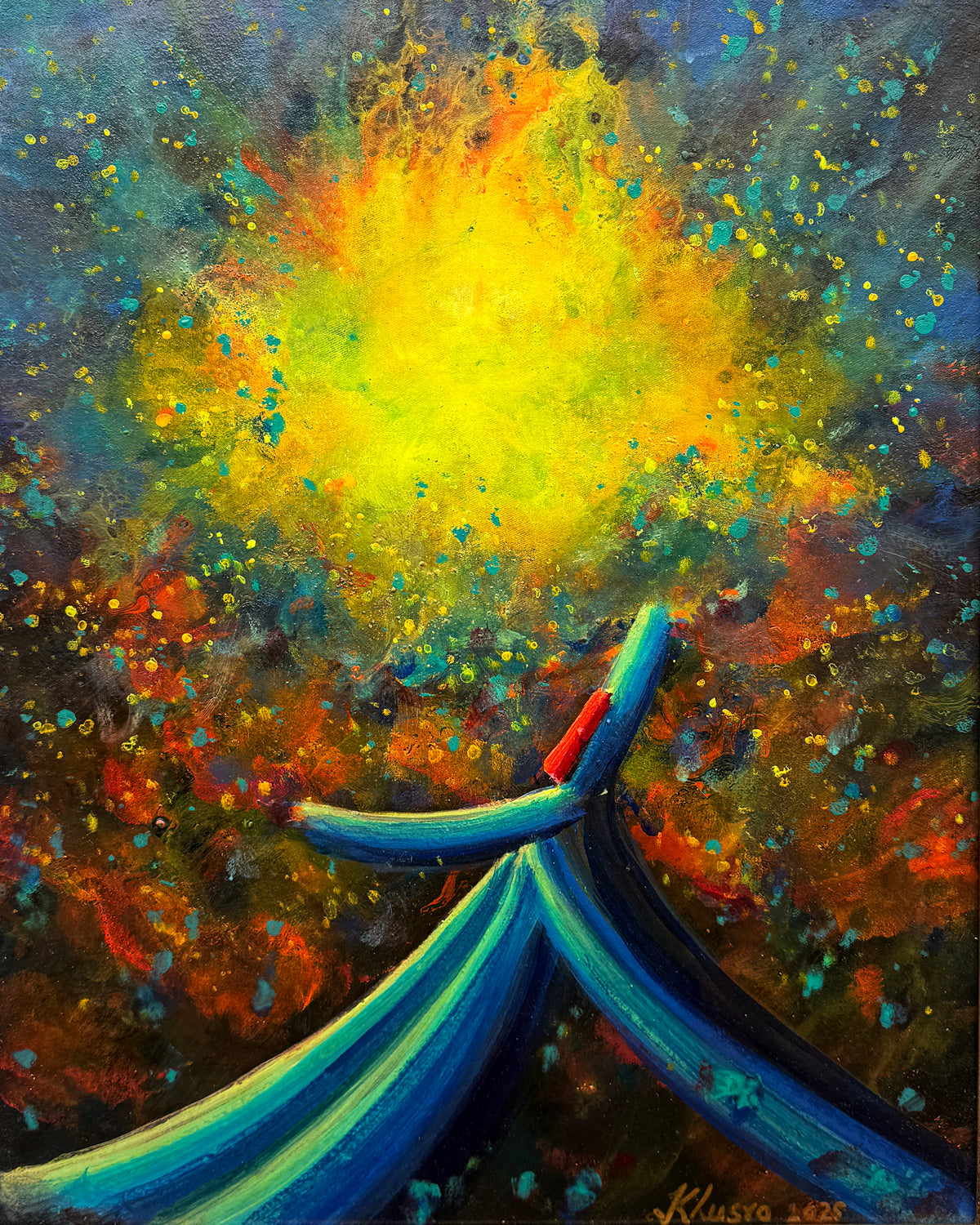 Khusro Subzwari divine light sufi whirling dervish painting oil on canvas 16x20 inches artwork