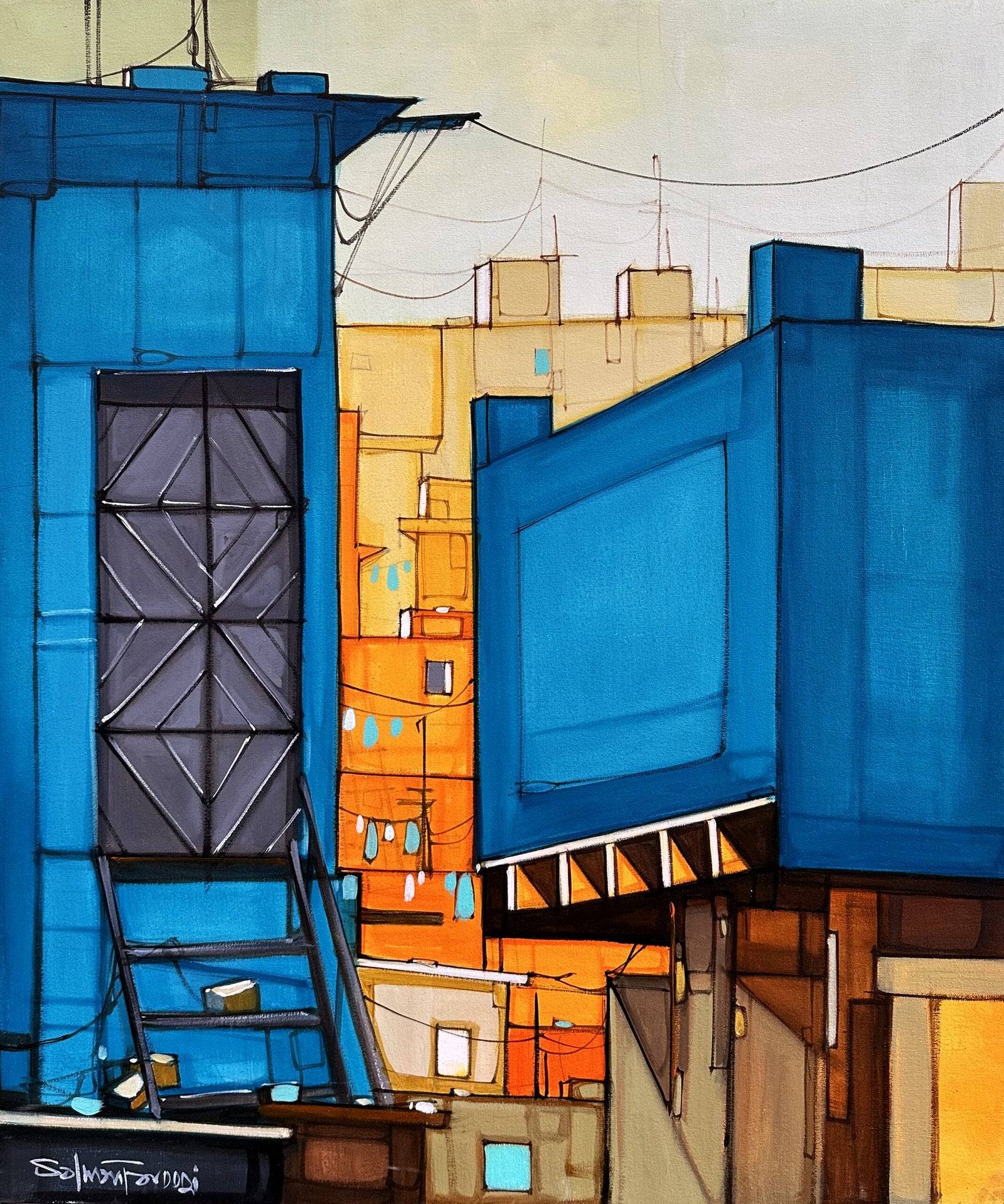 Salman Farooqi Cobalt Gateway Acrylic on Canvas 30x36 inches