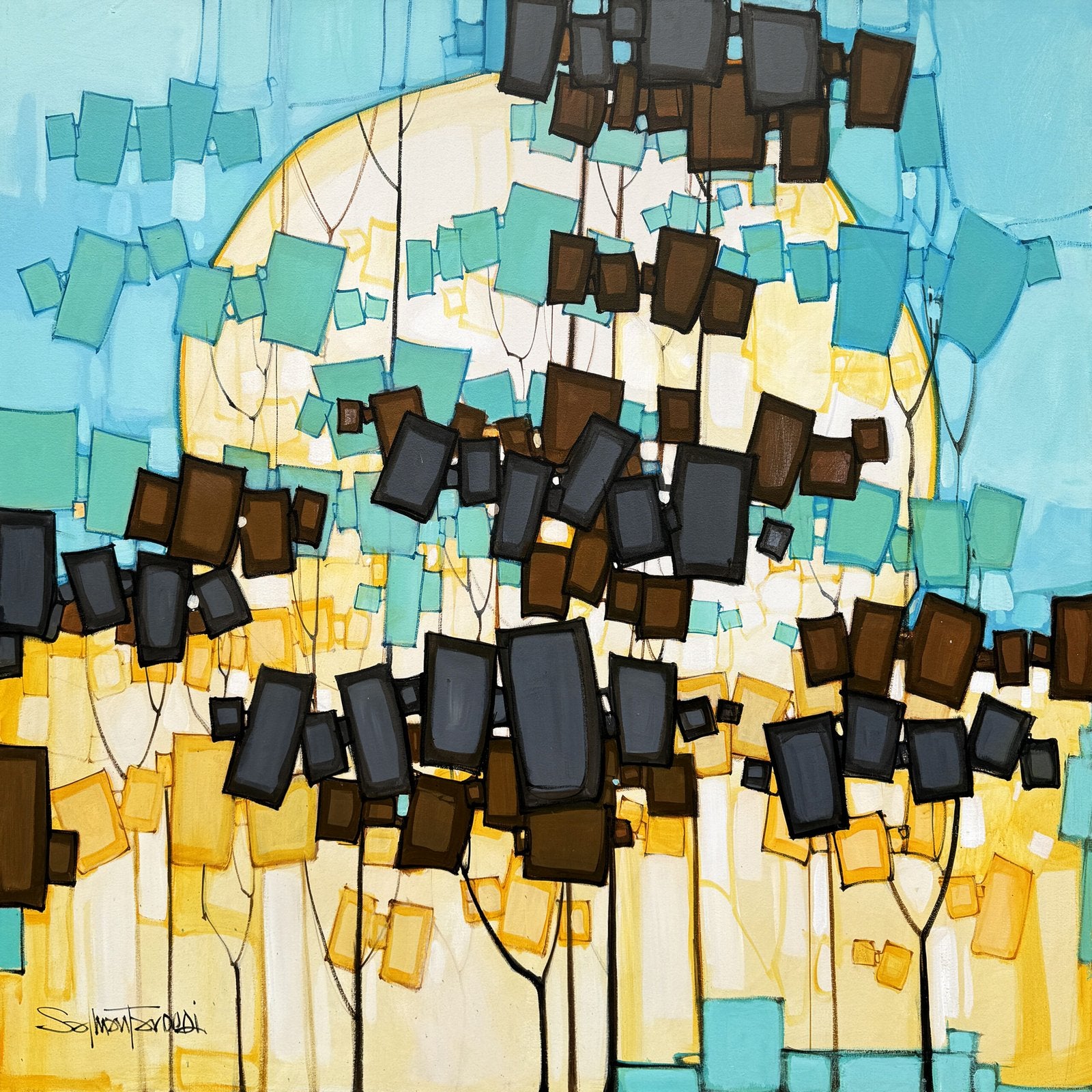Salman Farooqi Rhythms of Light Acrylic on Canvas 48x48 inches