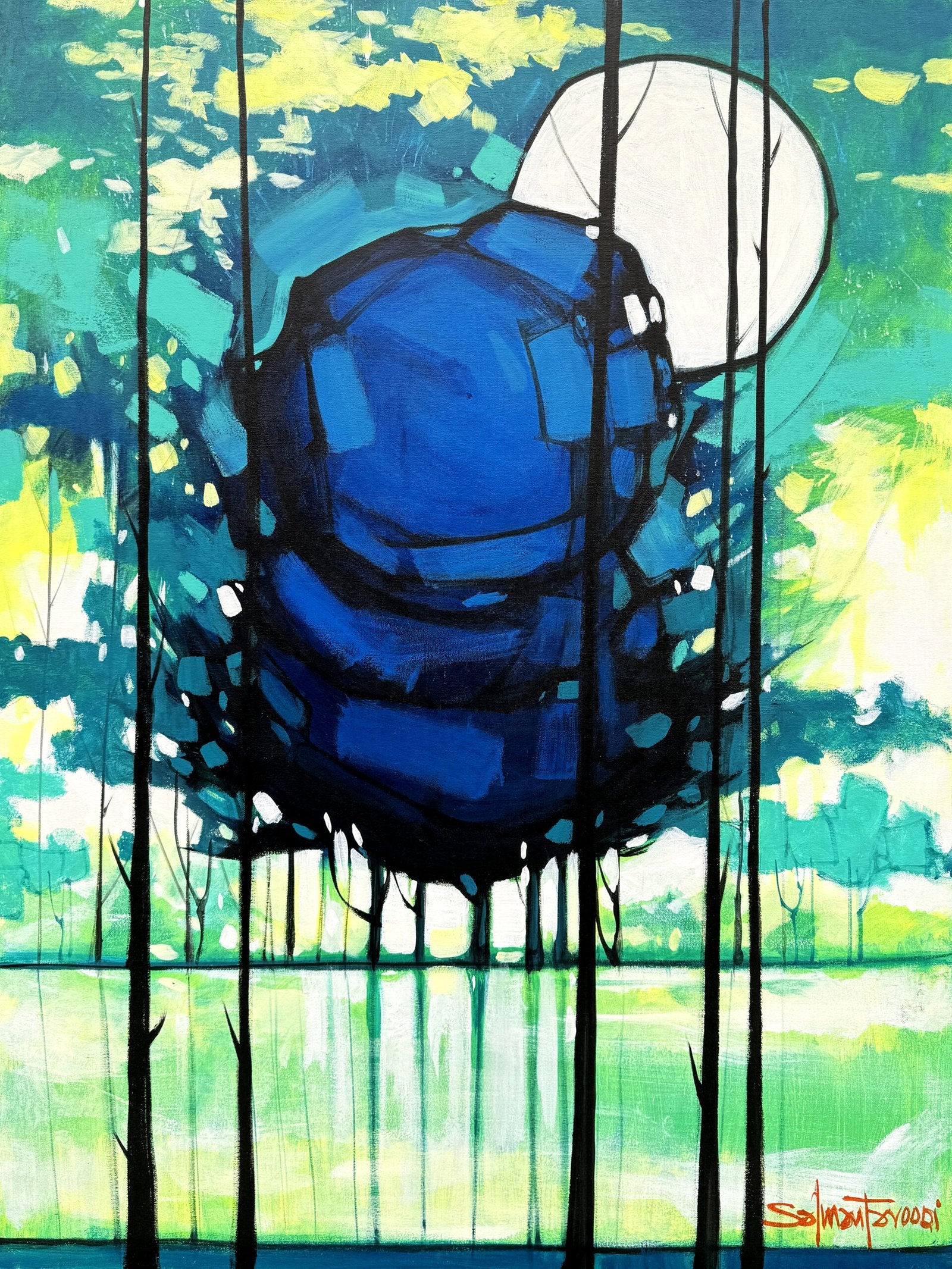 Salman Farooqi Silent Ascent Acrylic on Canvas 36x48 inches