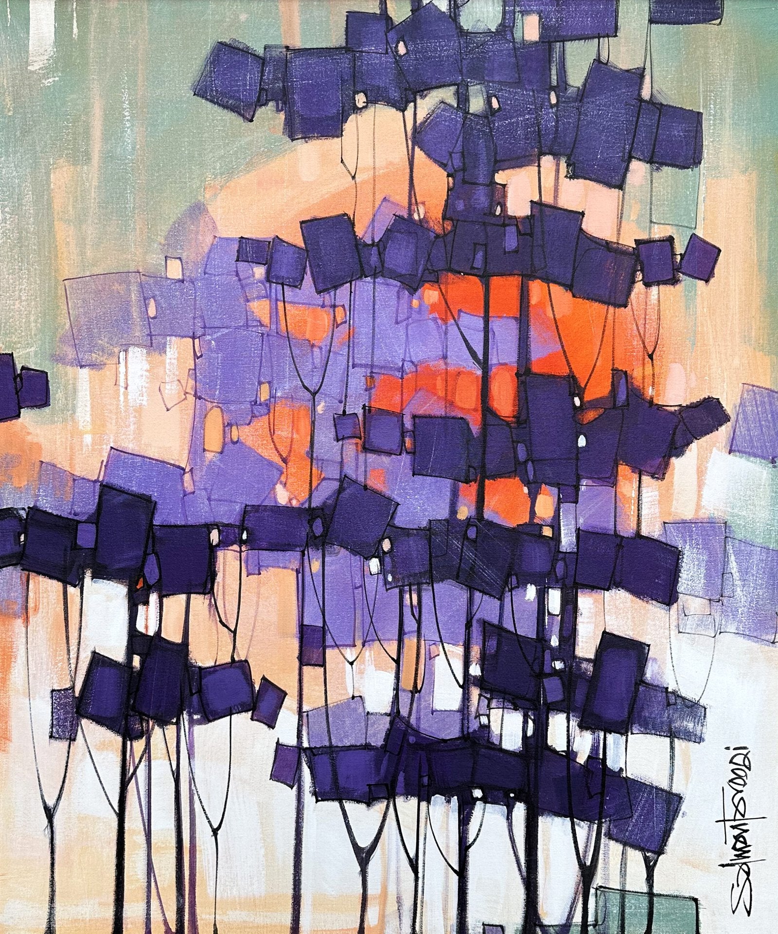 Salman Farooqi Violet Canopy Acrylic on Canvas 30x36 inches
