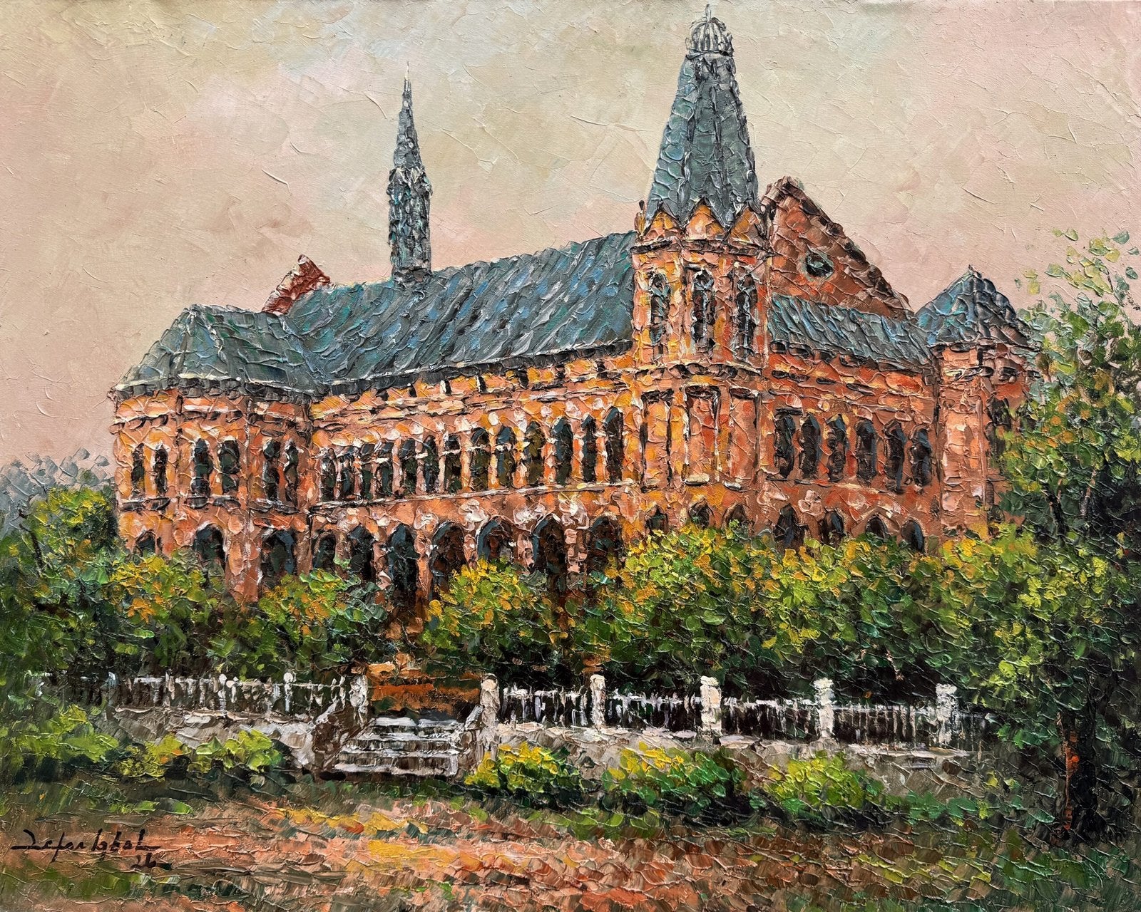 Zafar Iqbal Khan | Title: Frere Hall Karachi | Medium: Oil On Canvas | Size: 24x30 inches