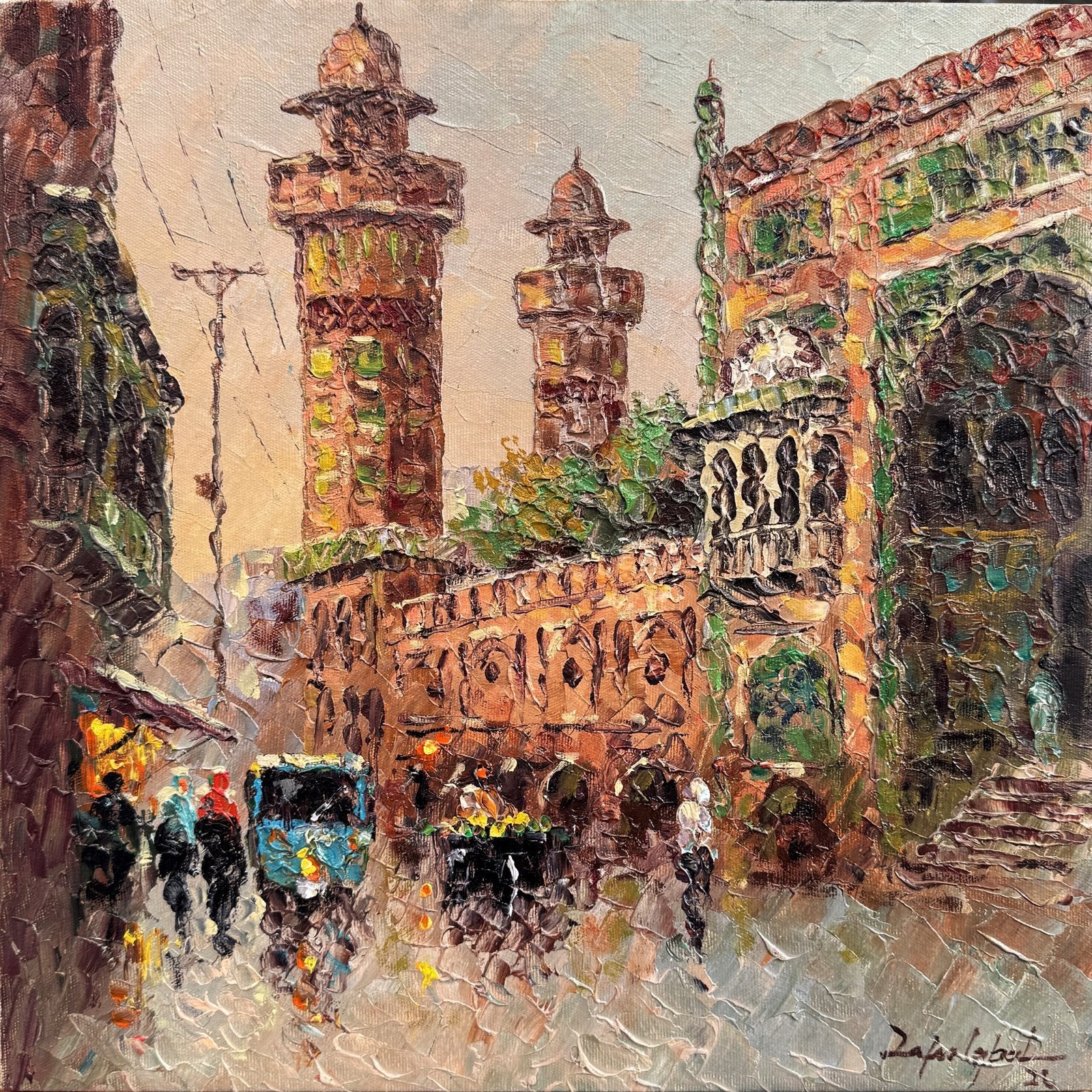 Zafar Iqbal Khan | Title: Karachi Historical Building | Medium: Oil On Canvas | Size: 14x14 inches