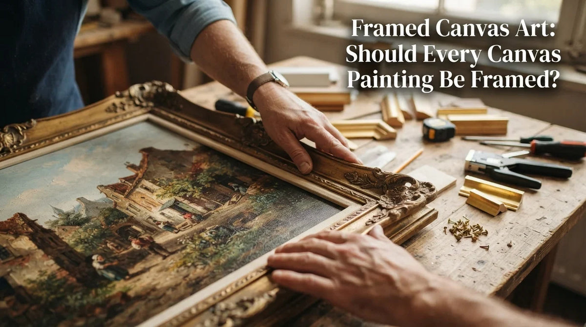 A beautifully framed canvas art piece showcasing vibrant colors and intricate details, perfect for home decor.