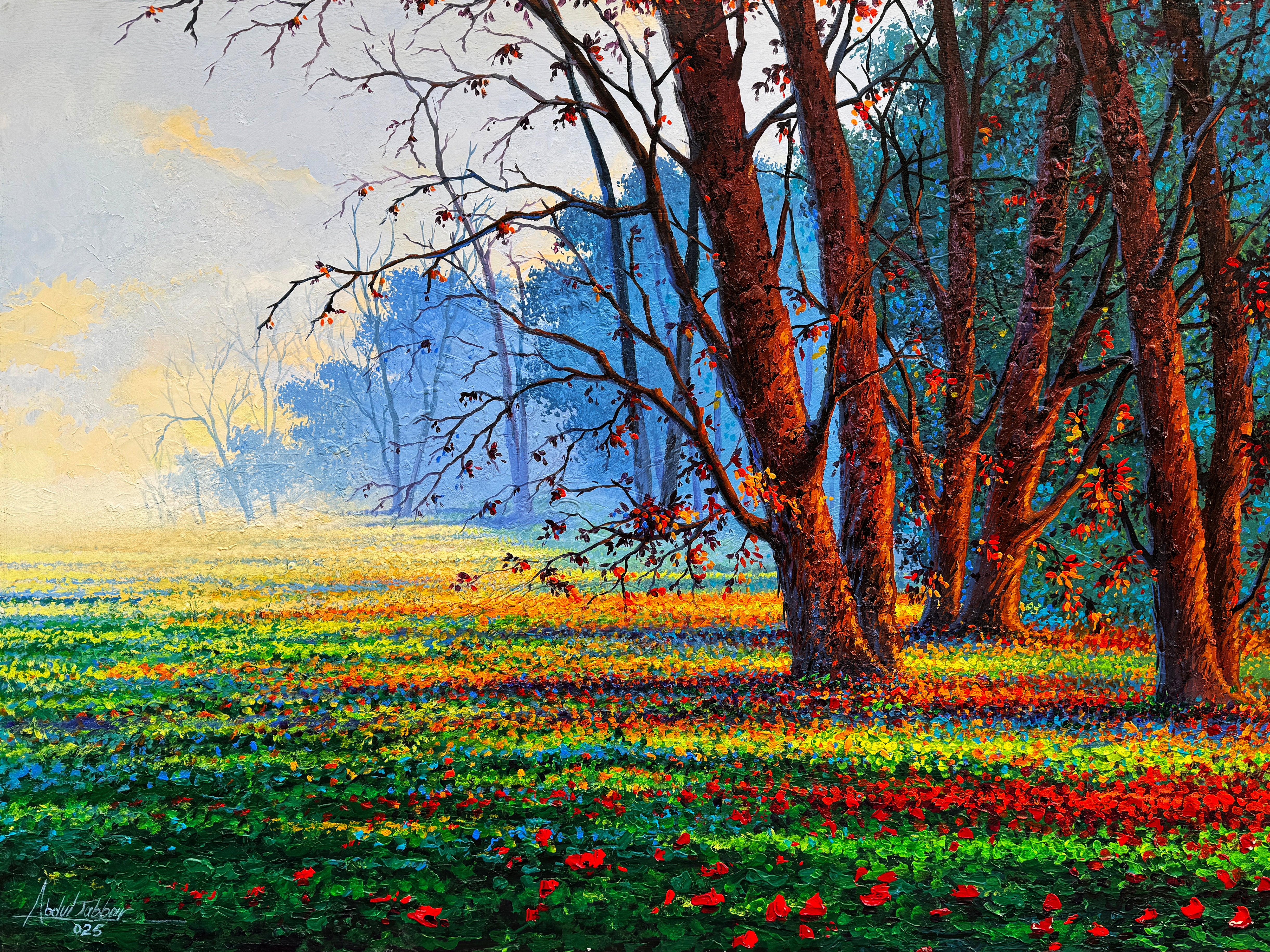 Abdul Jabbar | Title: Golden Serenity | Medium: Oil On Canvas | Size: 36 x 48 inches