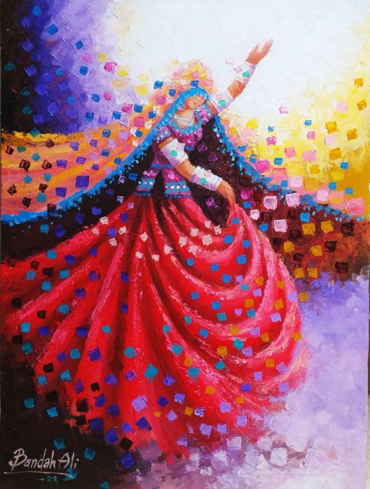 Bandah Ali  | Title: Whispers of the Dance  | Medium: Oil On Canvas   | Size: 18 x 24 inches
