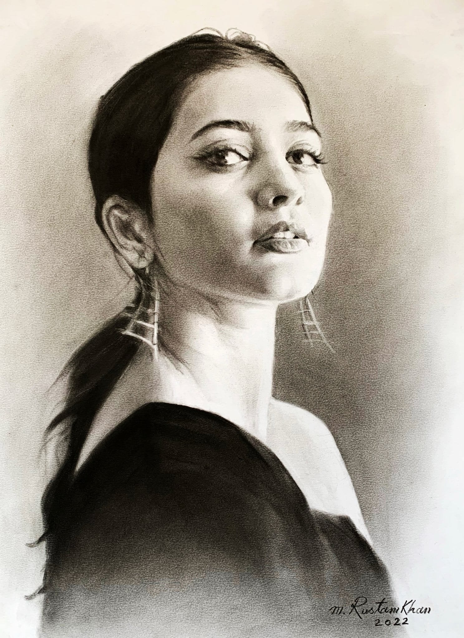 Rustam Khan | Title: Medium: Charcoal On Paper | Size: 15x20 inches