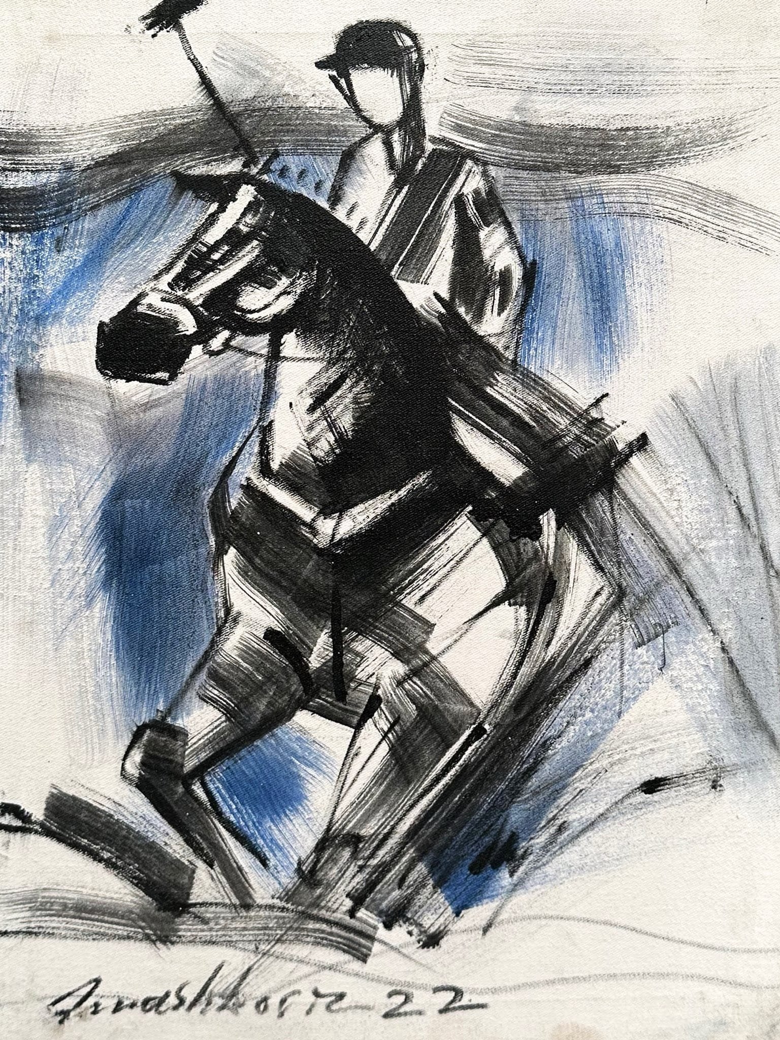 Mashkoor Raza | Title: Polo Player | Medium: Oil On Canvas | Size: 12x16 inches