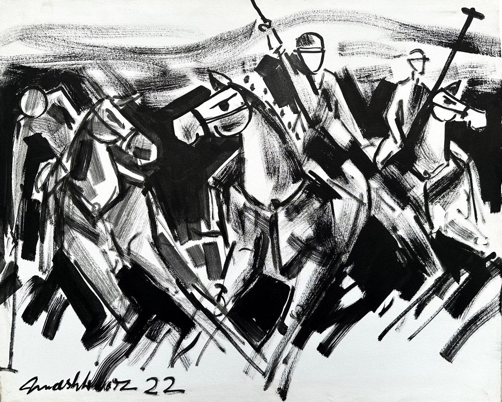 Mashkoor Raza | Title: Polo Player | Medium: Oil On Canvas | Size: 24x30 inches