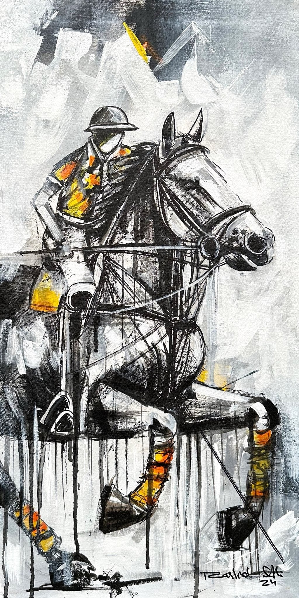 Rashid Ali | Title: Polo Player | Medium: Oil On Canvas | Size: 12x24 inches