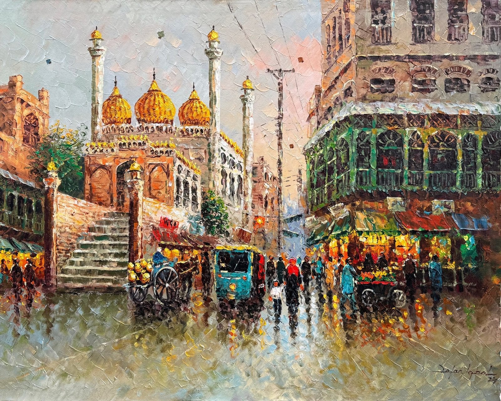 Zafar Iqbal Khan | Title: Lahore cityscape 
| Medium: Oil On Canvas | Size: 24x30 inches