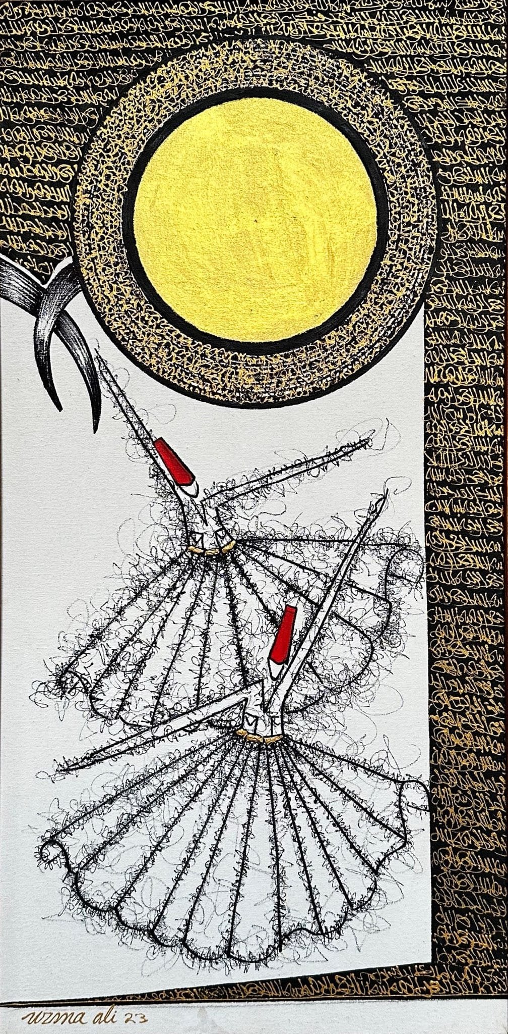 Uzma Rashid | Title: Circle of Devotion | Medium: Acrylic On Canvas | Size: 12x24 inches
