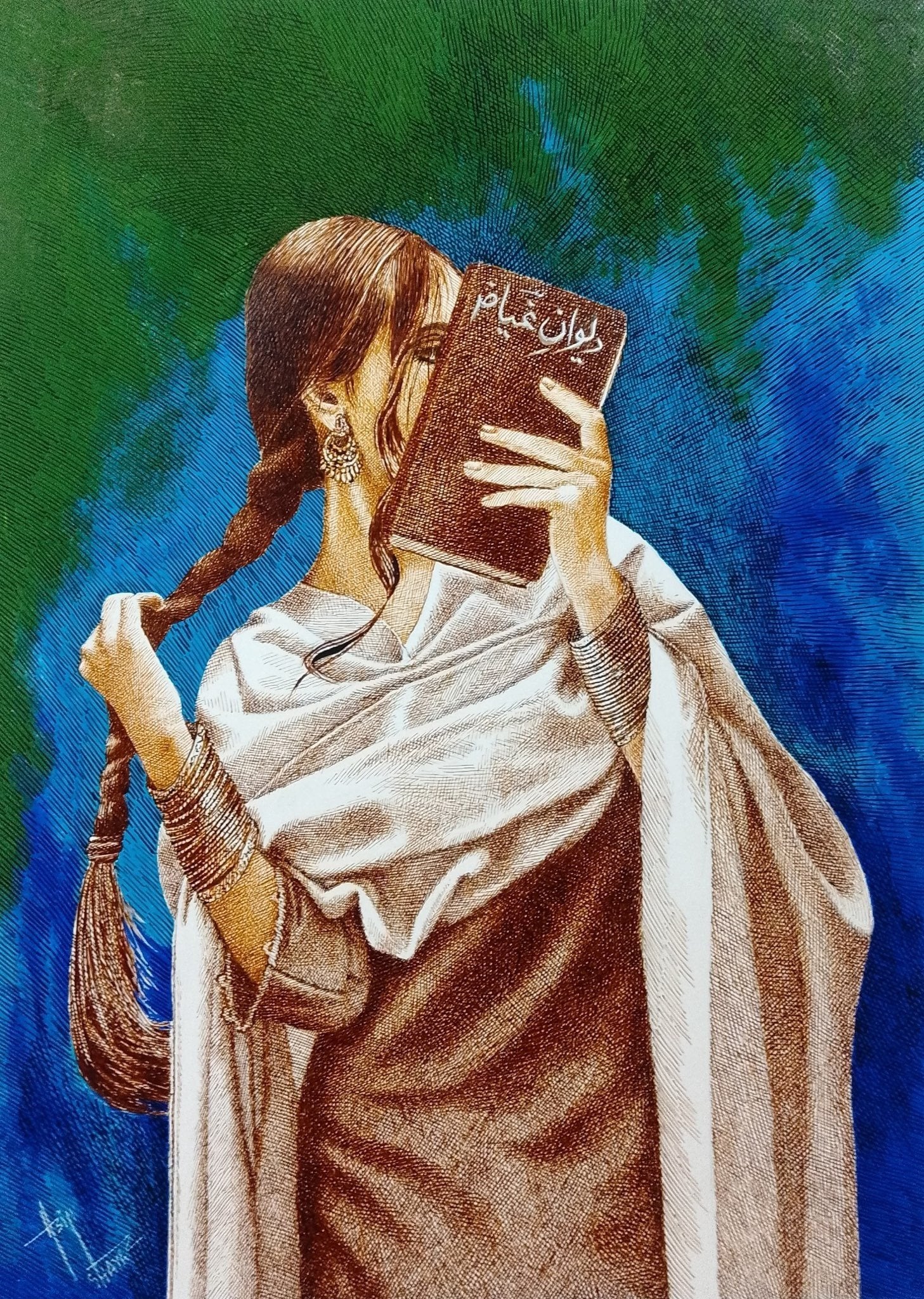 Asif Ghayaz |  Title: Whispers of Ghalib | Medium: Pen &amp; Ink on Paper | Size: 15x21 inches