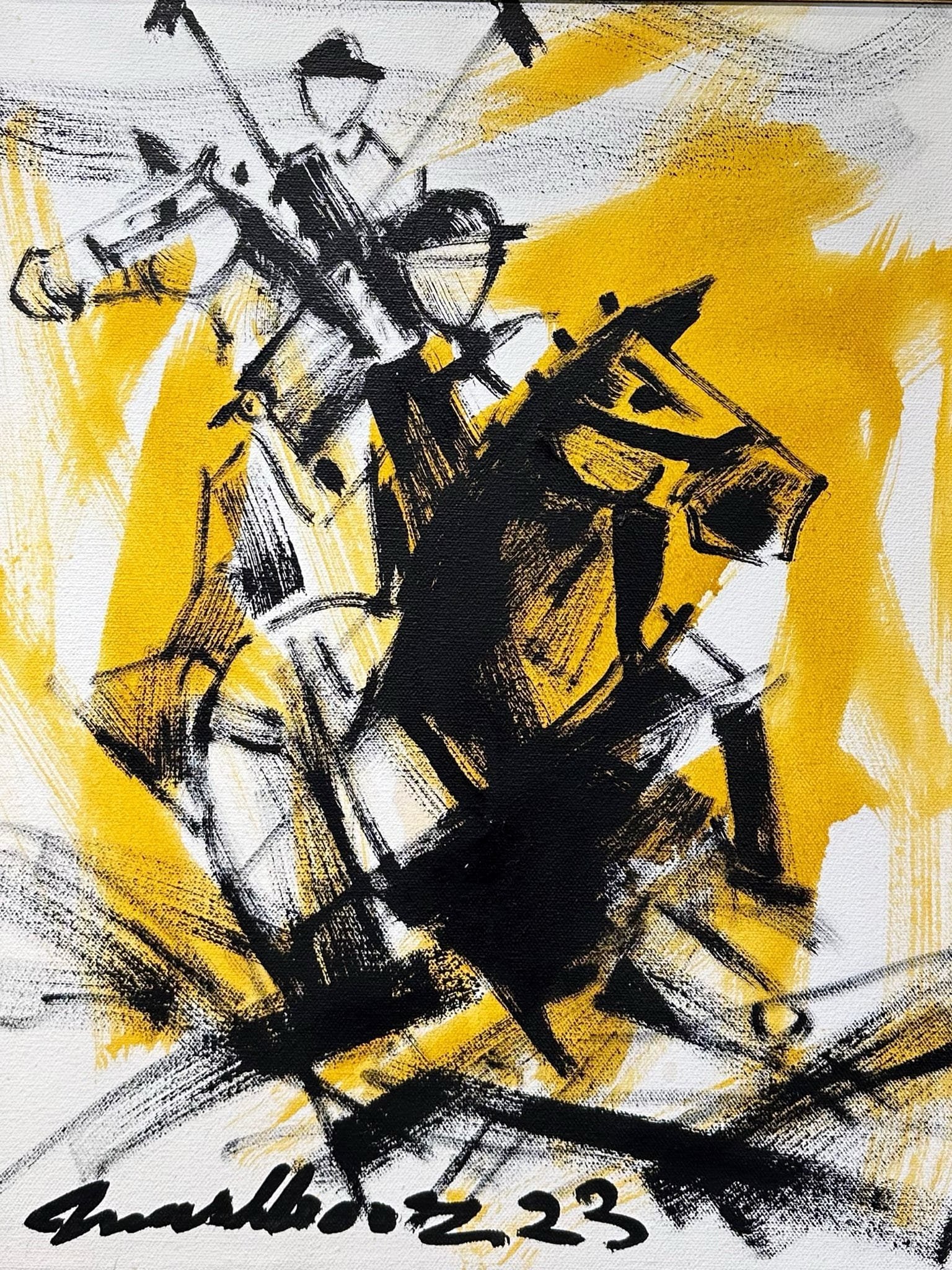 Mashkoor Raza | Title: Polo Abstract | Medium: Oil On Canvas | Size: 12x16 inches