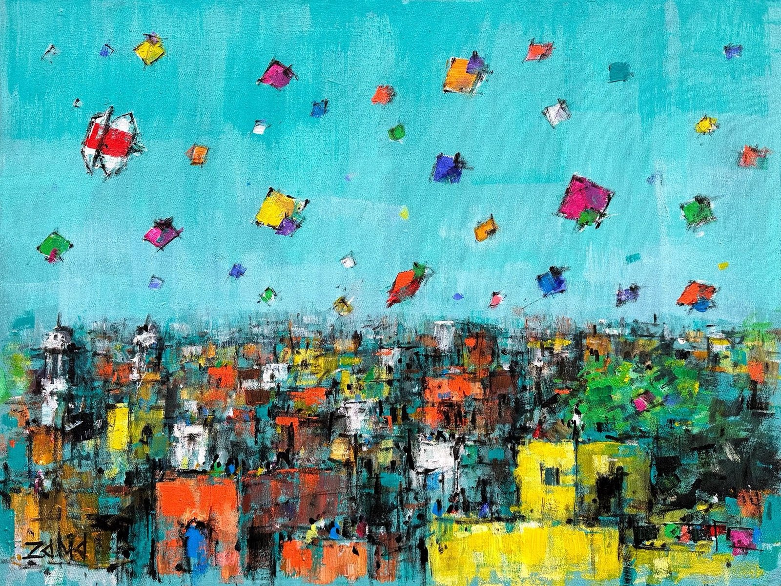 Zahid Saleem | Title: Basant | Medium: Acrylic On Canvas | Size: 18x24 inches