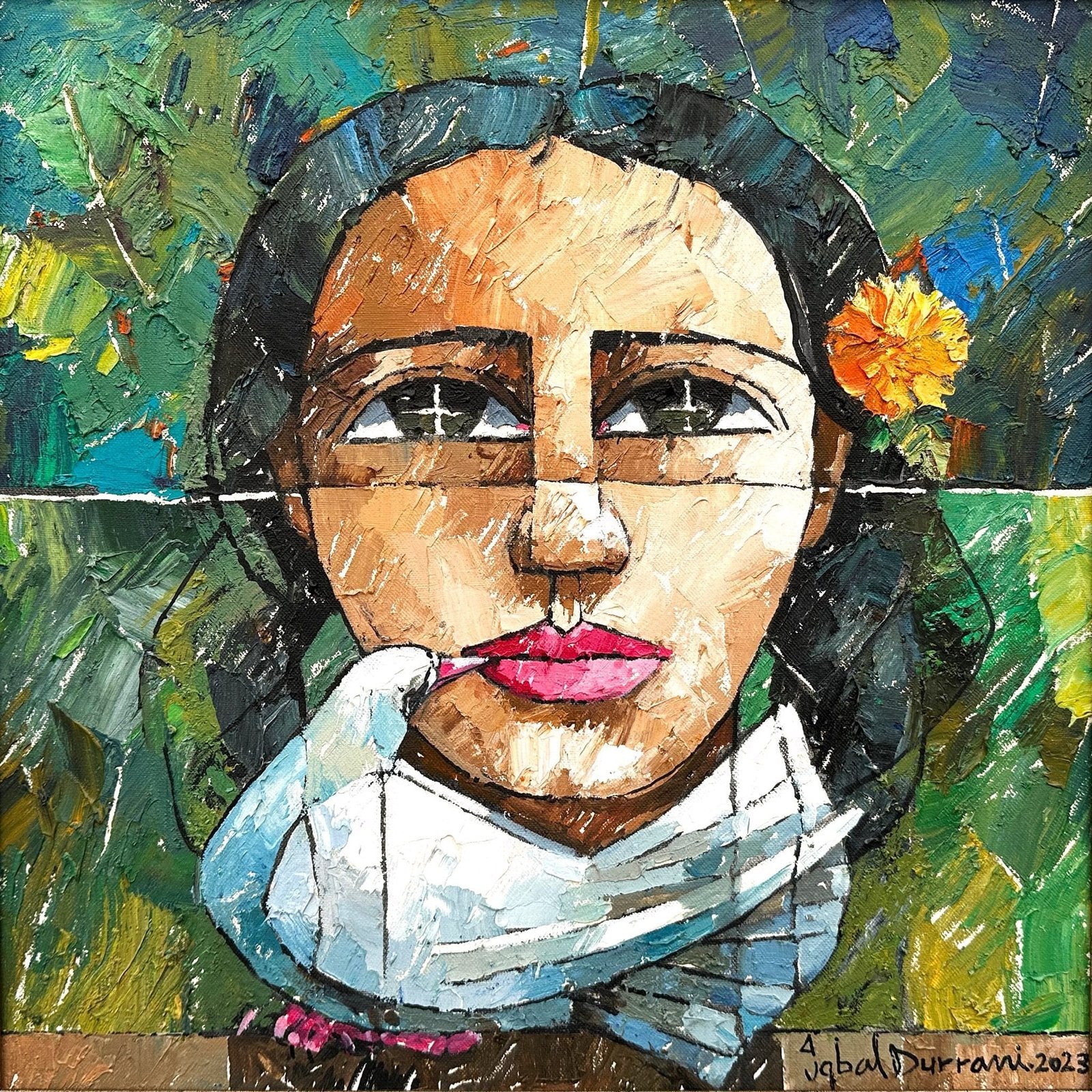 Iqbal Durrani | Title: Harmony | Medium: Oil on Canvas (Knife Work) | Size: 18 x 18 inches