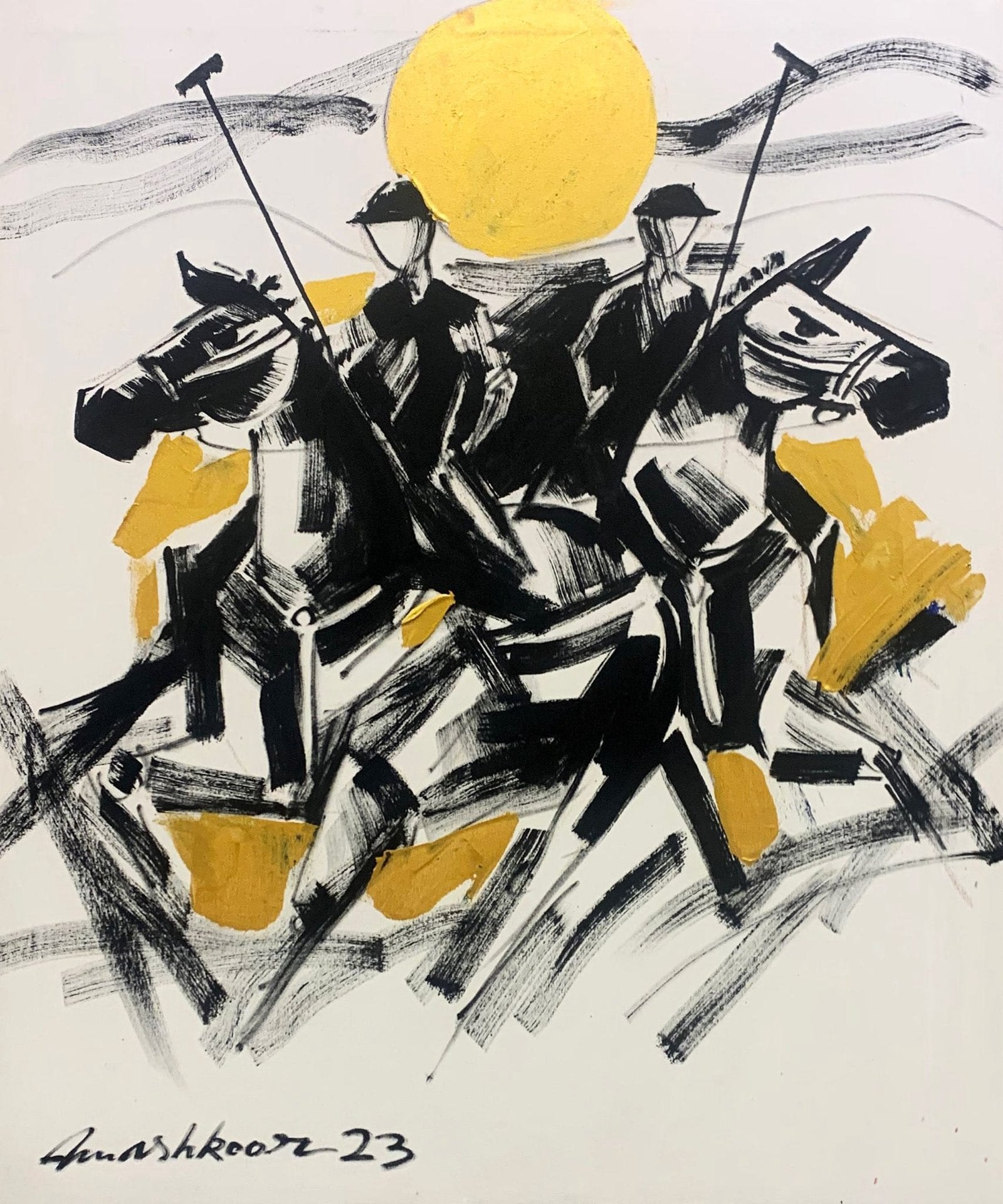 Mashkoor Raza | Title: Polo Player | Medium: Oil On Canvas | Size: 30x36 inches