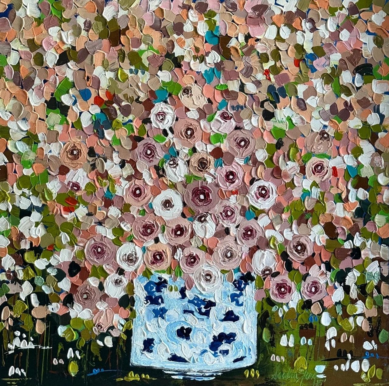 Sadia Faiz | Title: Flower Series | Medium: Oil on Canvas | Size: 30x30 inches