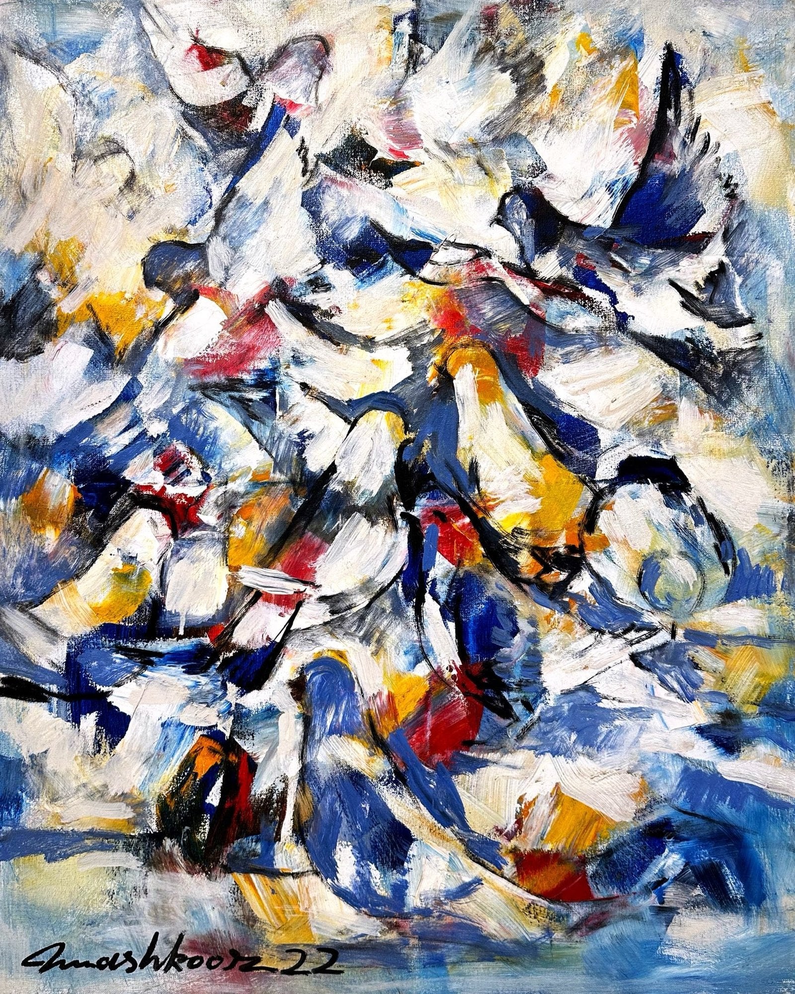 Mashkoor Raza | Title: Pigeons | Medium: Oil On Canvas | Size: 24x30 inches