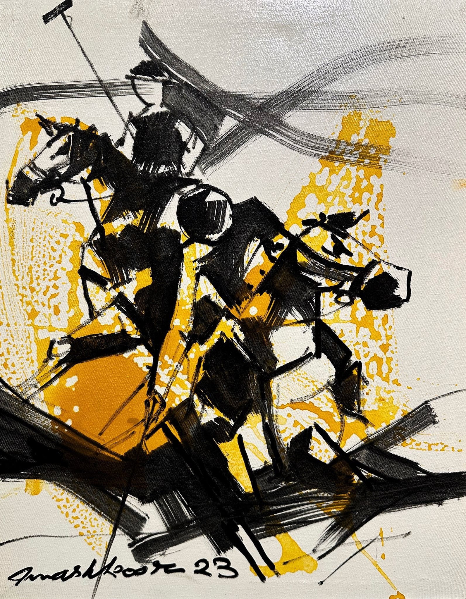 Mashkoor Raza | Title: Polo Player | Medium: Oil On Canvas | Size: 14x18 inches