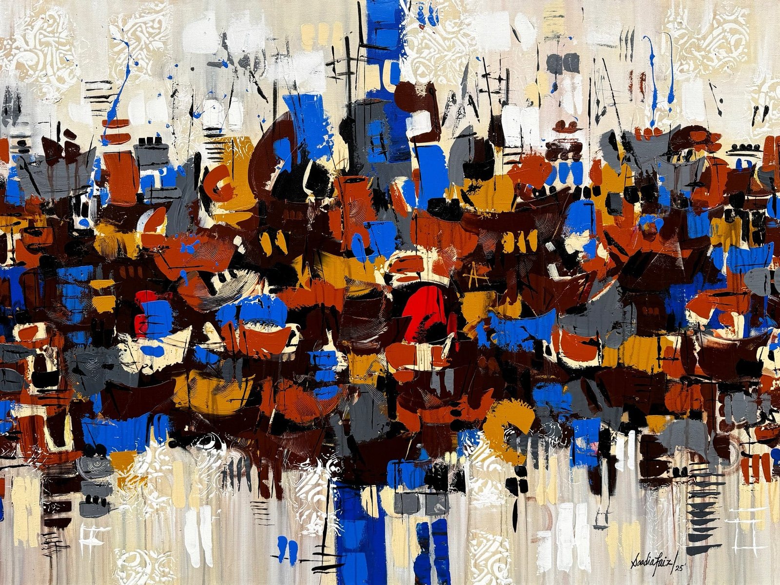 Sadia Faiz   | Title: Flower Series   | Medium: Oil on Canvas  | Size: 36x48 inches