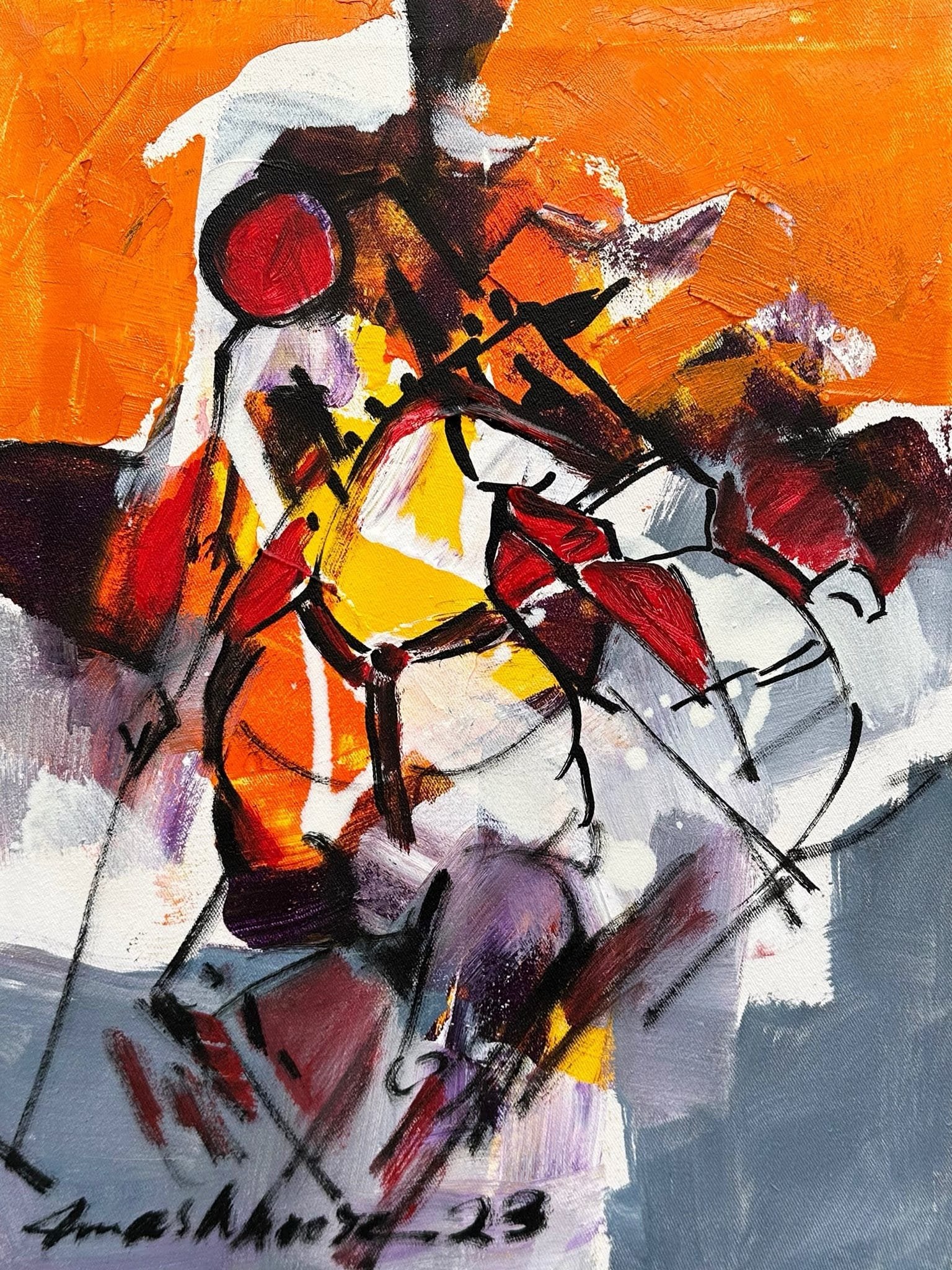 Mashkoor Raza | Title: Polo Abstract | Medium: Oil On Canvas | Size: 12x16 inches