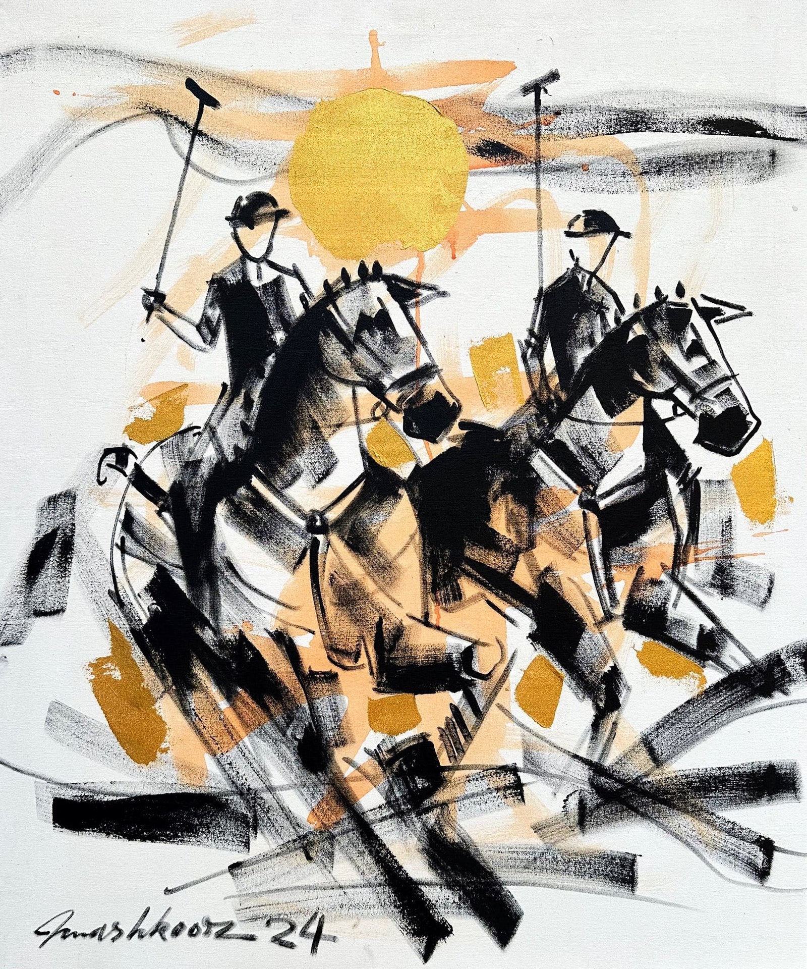 Mashkoor Raza | Title: Polo Abstract | Medium: Oil On Canvas | Size: 30x36 inches