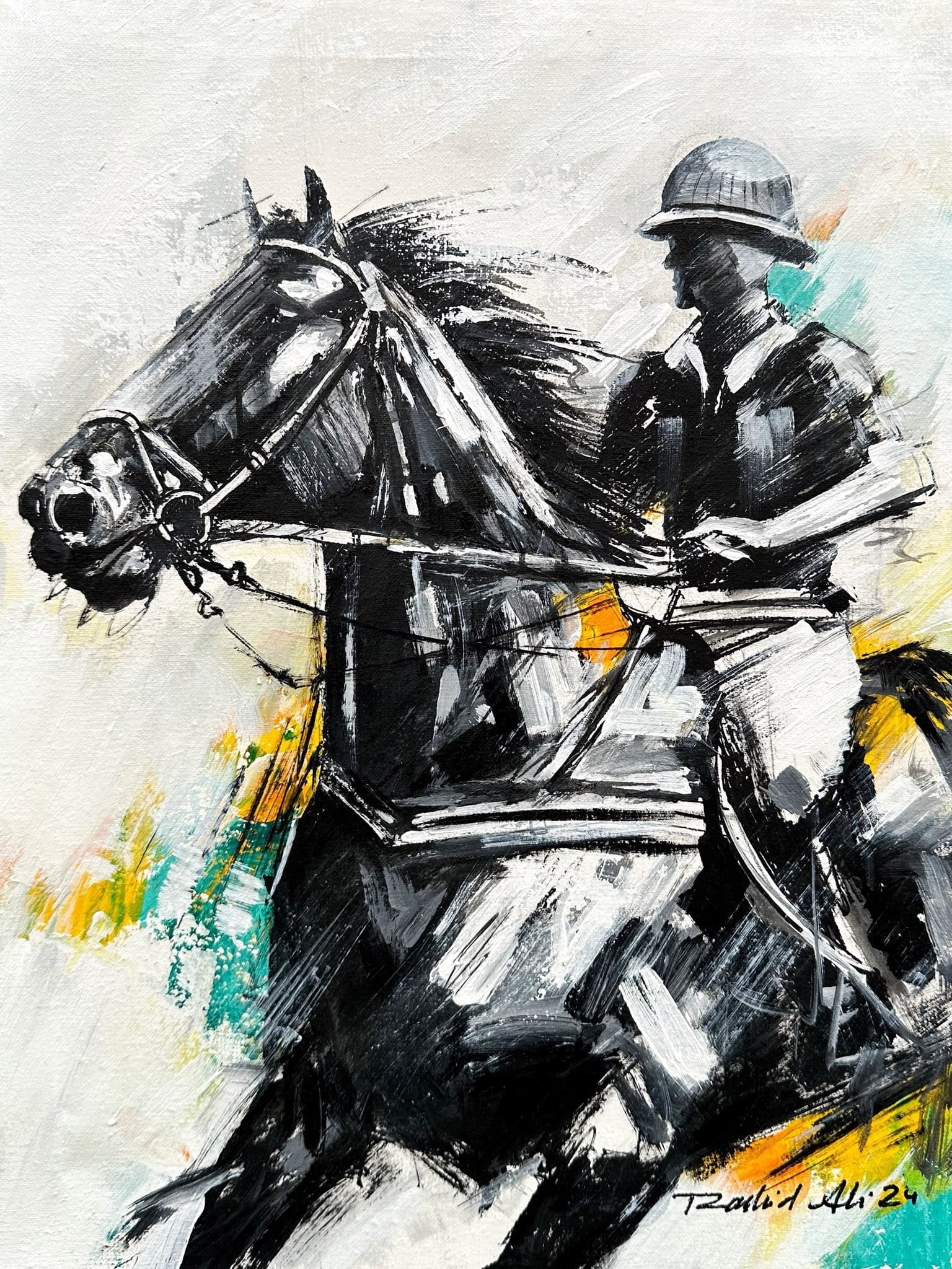 Rashid Ali | Title: Polo Player | Medium: Oil On Canvas | Size: 12x16 inches