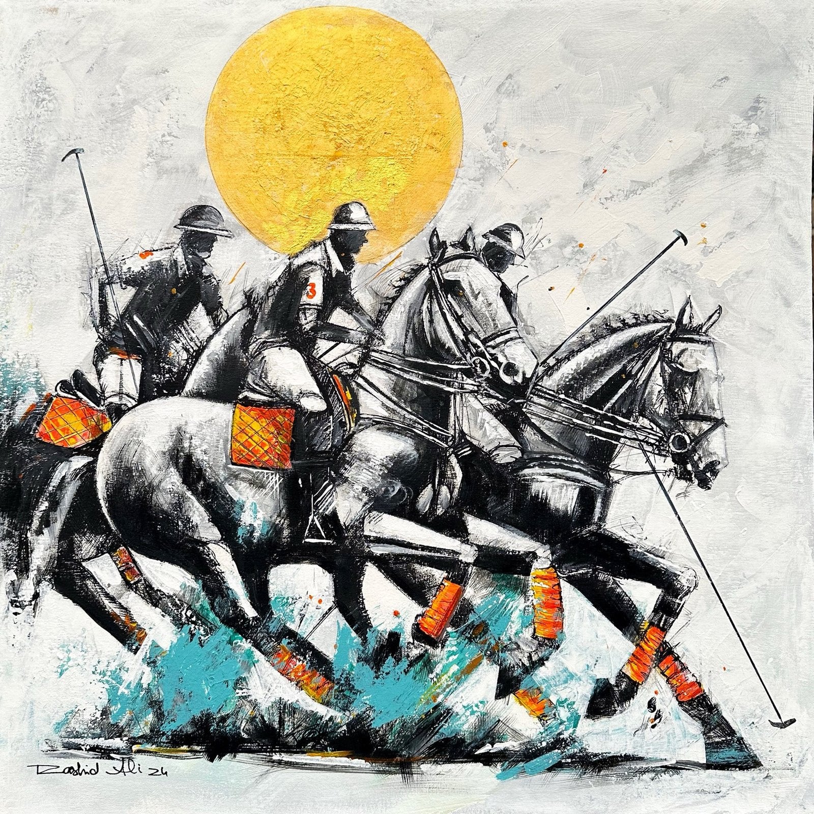 Rashid Ali | Title: Polo Player | Medium: Oil On Canvas | Size: 24x24 inches