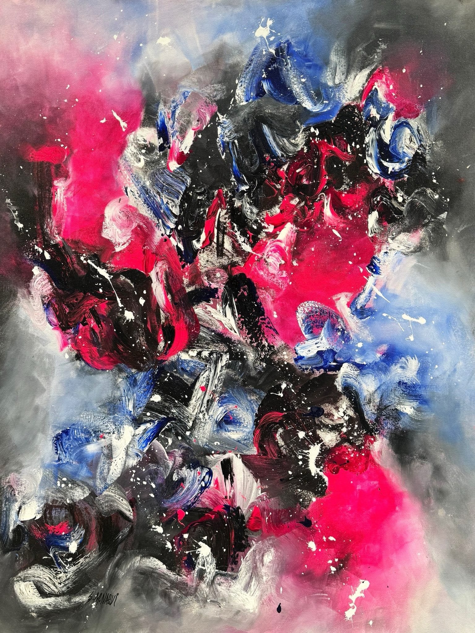 S. M. Naqvi  | Title: Cosmic Energy  | Medium: Acrylic on Canvas  | Size: 36x48 inches
