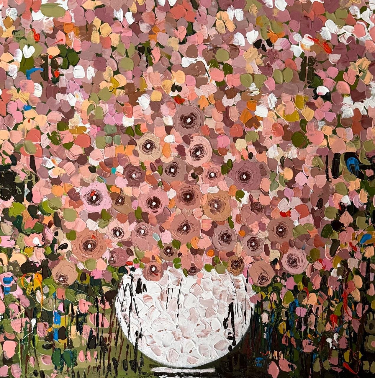 Sadia Faiz | Title: Flower Series | Medium: Oil on Canvas | Size: 30x30 inches