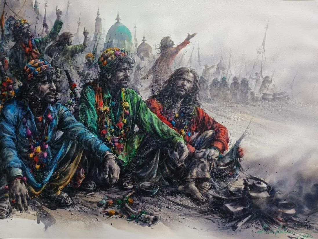 Ali Abbas Sufi Souls in Silence Watercolor on Paper 22x31 inches 2026